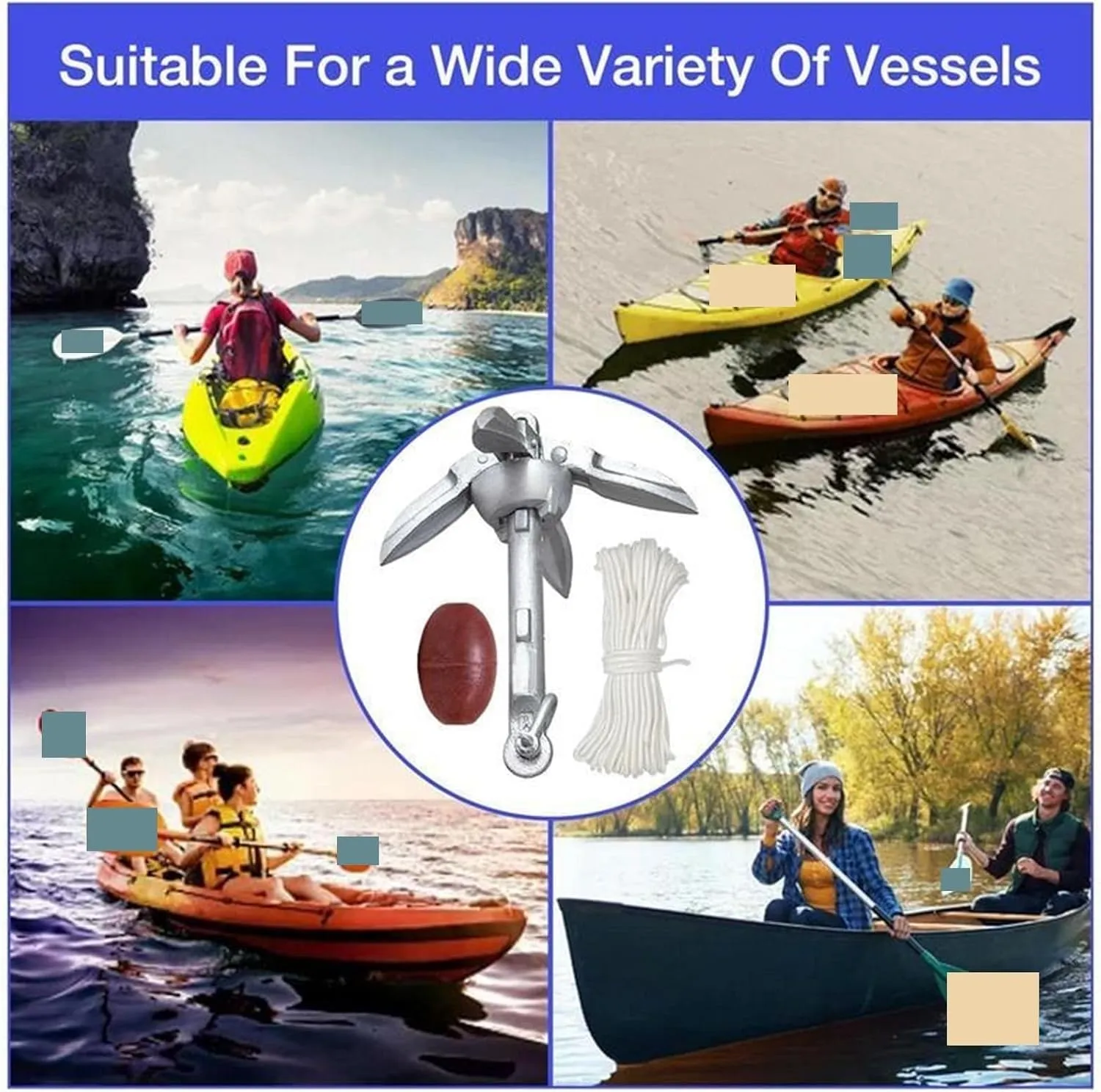 1 Set Anchoring Kit Fishing Kit Folding Retrievable Quick Release Boat Accessories for Lake Rafting
