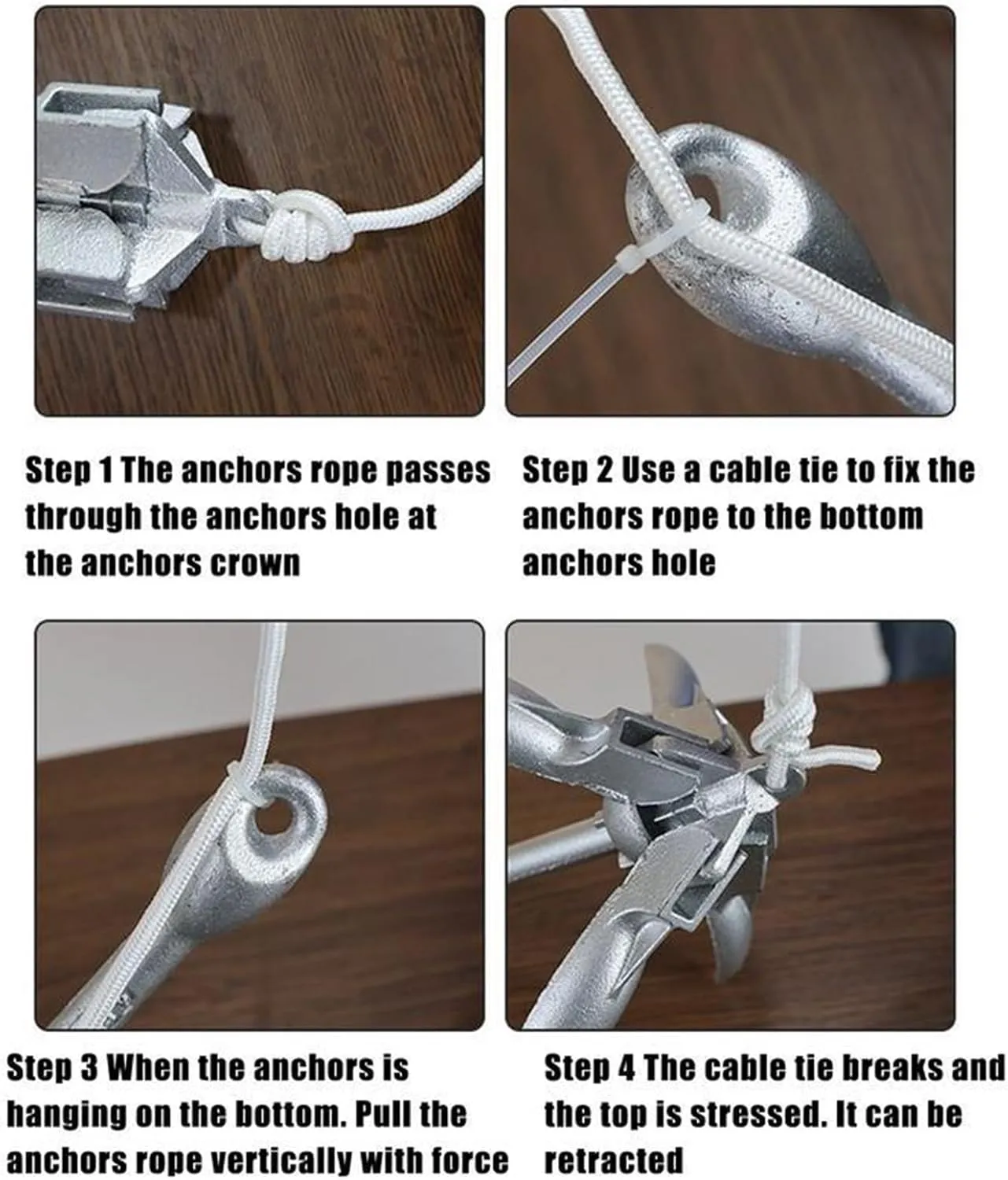 1 Set Anchoring Kit Fishing Kit Folding Retrievable Quick Release Boat Accessories for Lake Rafting