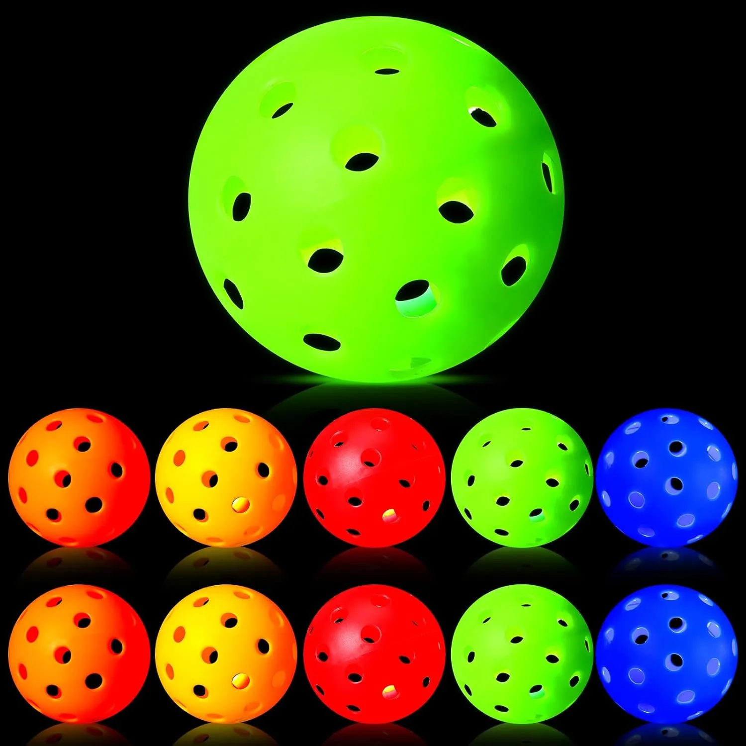 10 Pack Light Up Baseball Glow in The Dark Practice Baseballs & Softballs LED Practice Balls Luminous Training Baseballs Hollow Airflow Softball Ceiling Balls for Teen Adult Baseball Fan