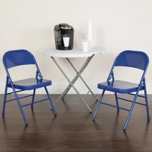 2 Pack HERCULES COLORBURST Series Cobalt Blue Triple Braced & Double Hinged Metal Folding Chair