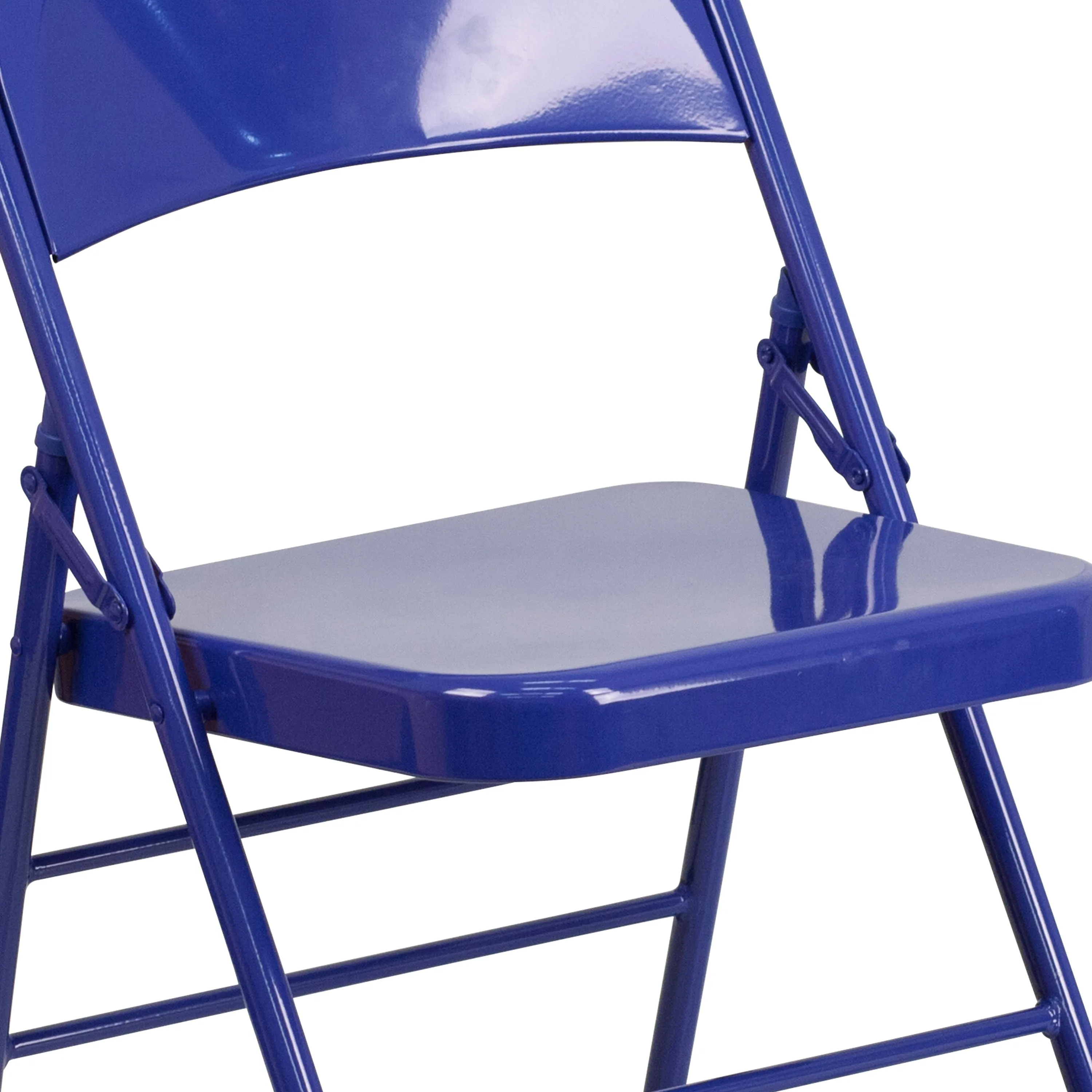 2 Pack HERCULES COLORBURST Series Cobalt Blue Triple Braced & Double Hinged Metal Folding Chair