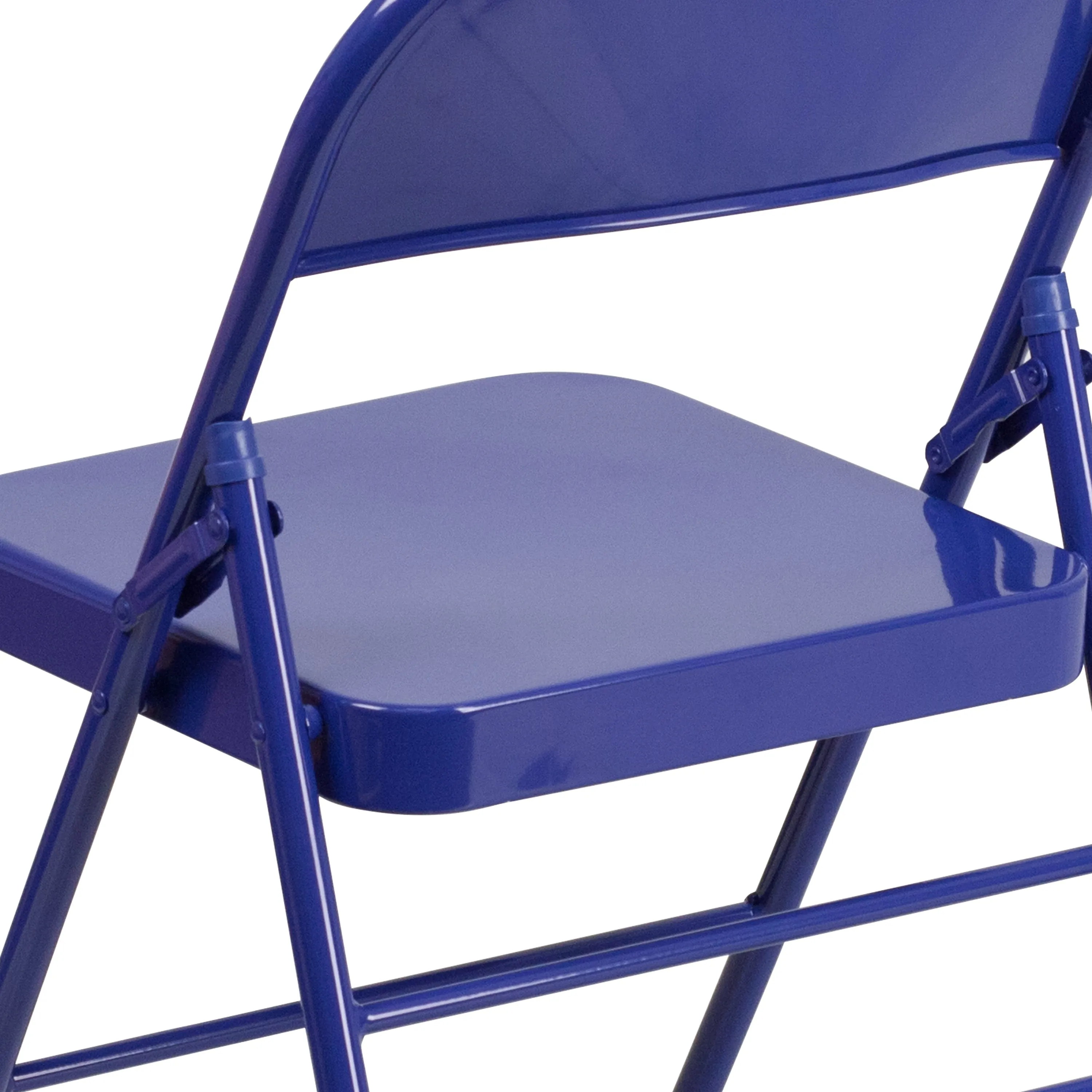 2 Pack HERCULES COLORBURST Series Cobalt Blue Triple Braced & Double Hinged Metal Folding Chair