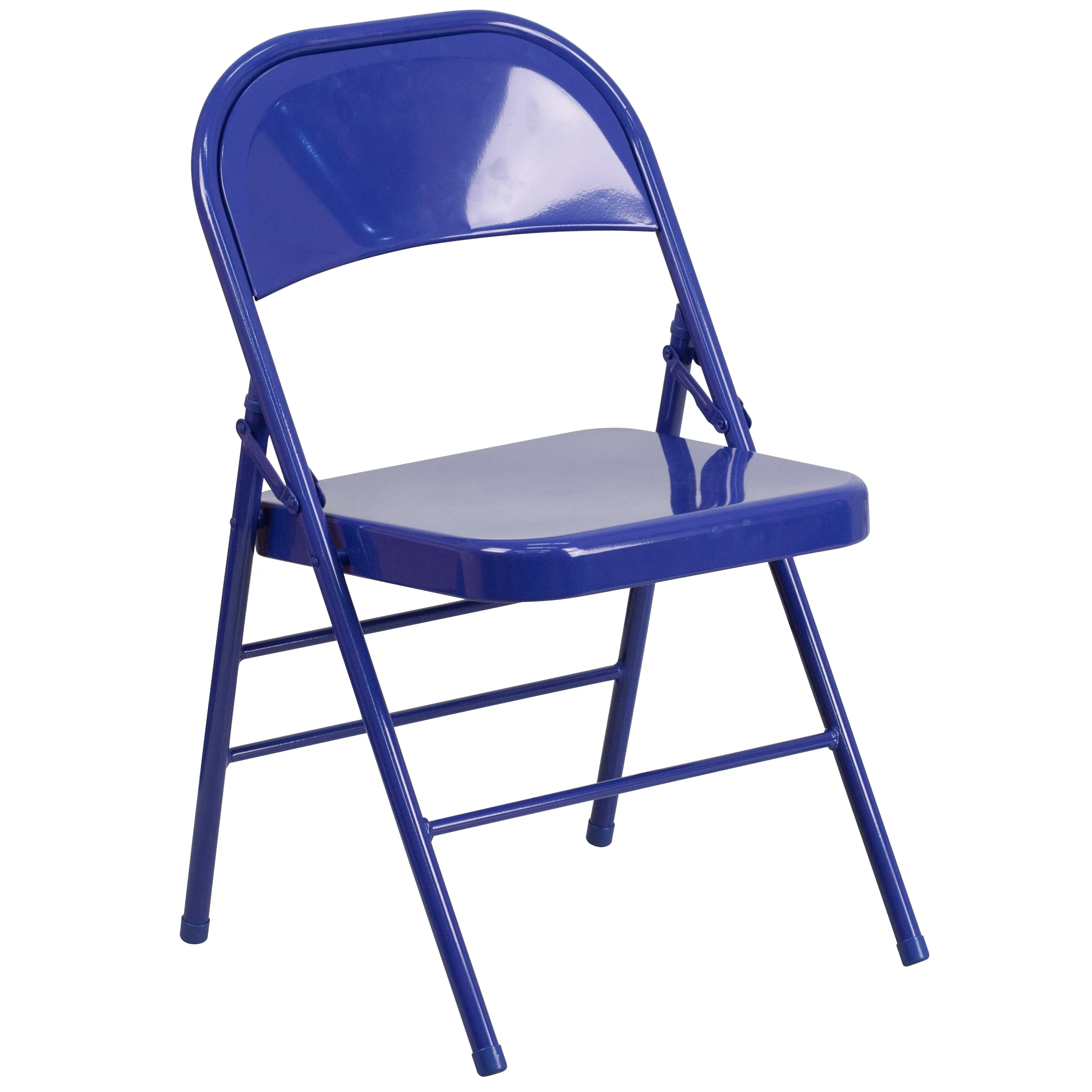 2 Pack HERCULES COLORBURST Series Cobalt Blue Triple Braced & Double Hinged Metal Folding Chair
