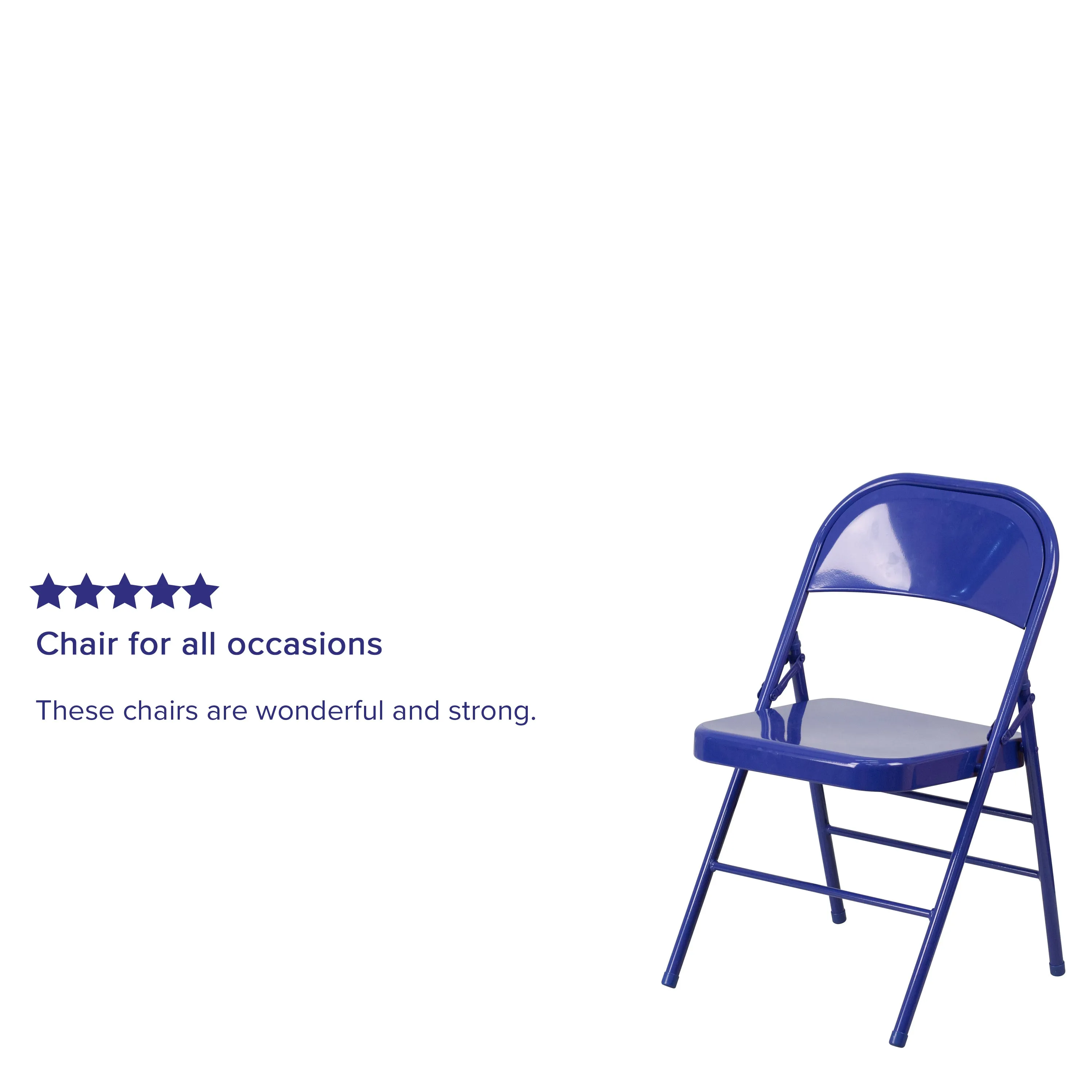 2 Pack HERCULES COLORBURST Series Cobalt Blue Triple Braced & Double Hinged Metal Folding Chair