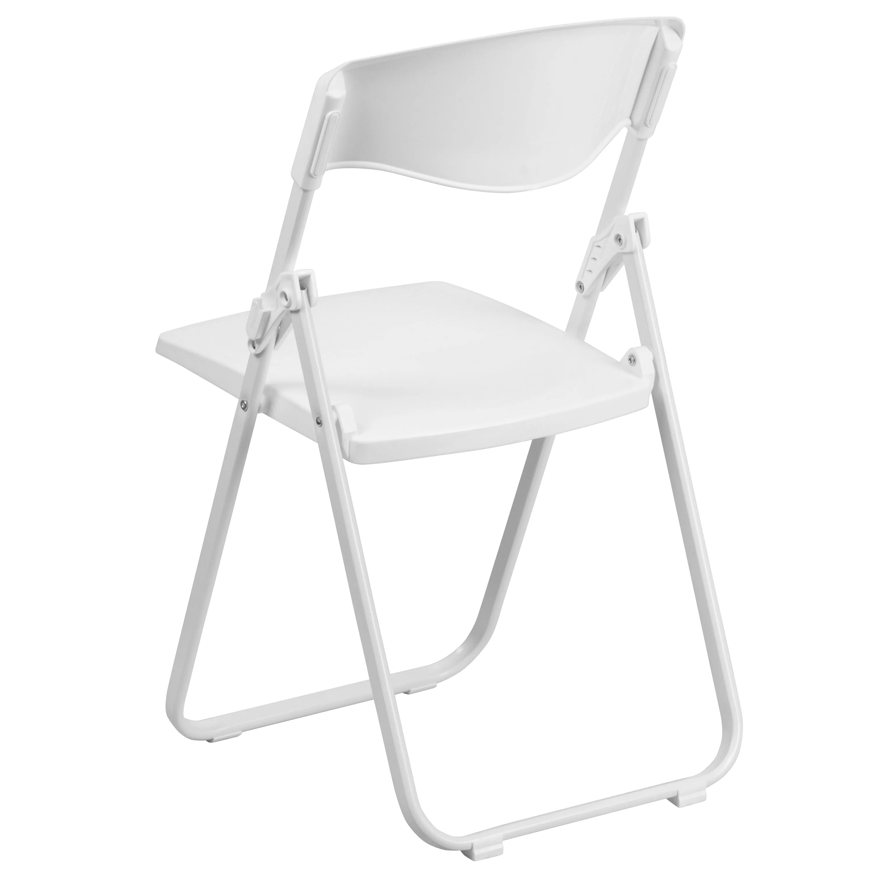 2 Pack HERCULES Series 500 lb. Capacity Heavy Duty White Plastic Folding Chair with Built-in Ganging Brackets