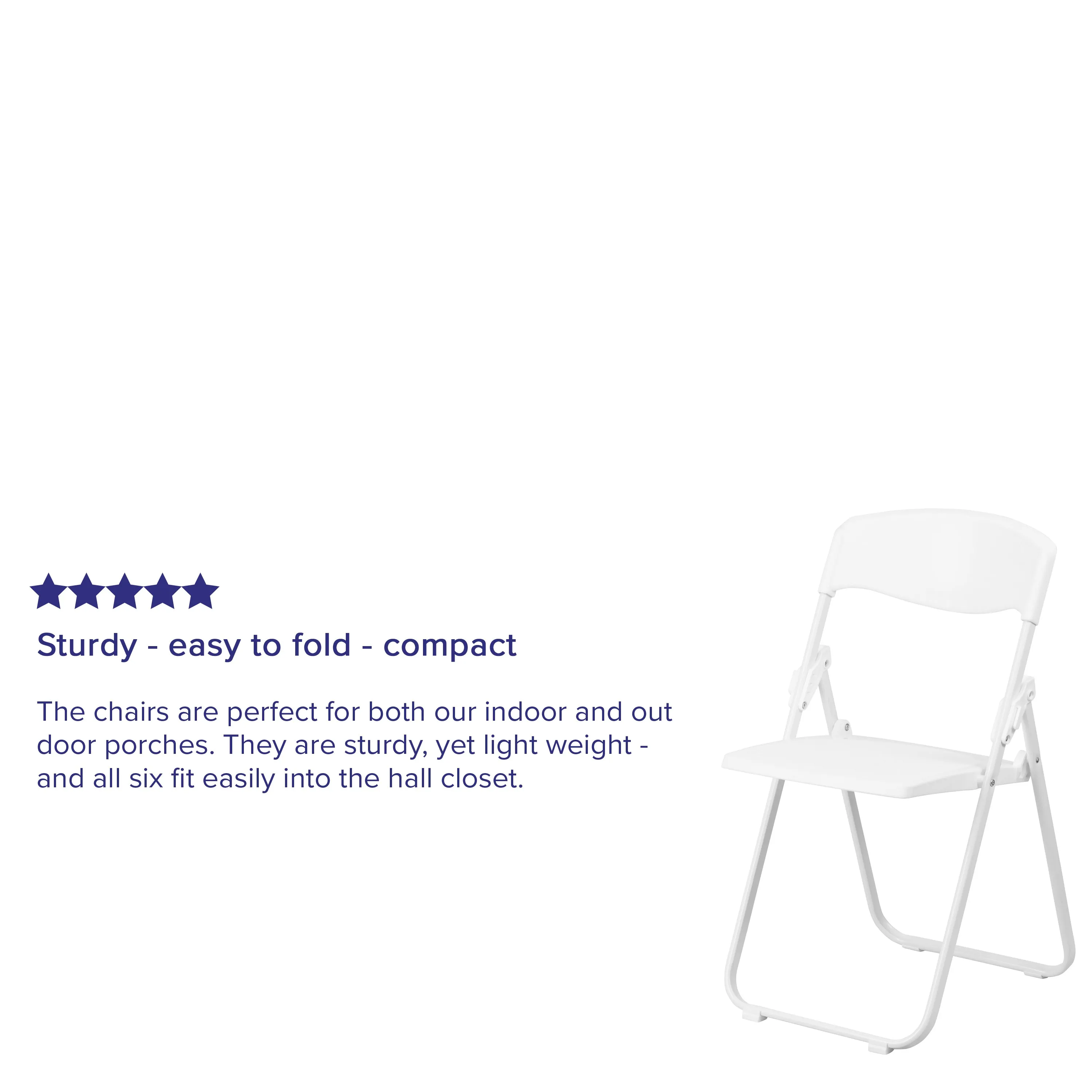 2 Pack HERCULES Series 500 lb. Capacity Heavy Duty White Plastic Folding Chair with Built-in Ganging Brackets