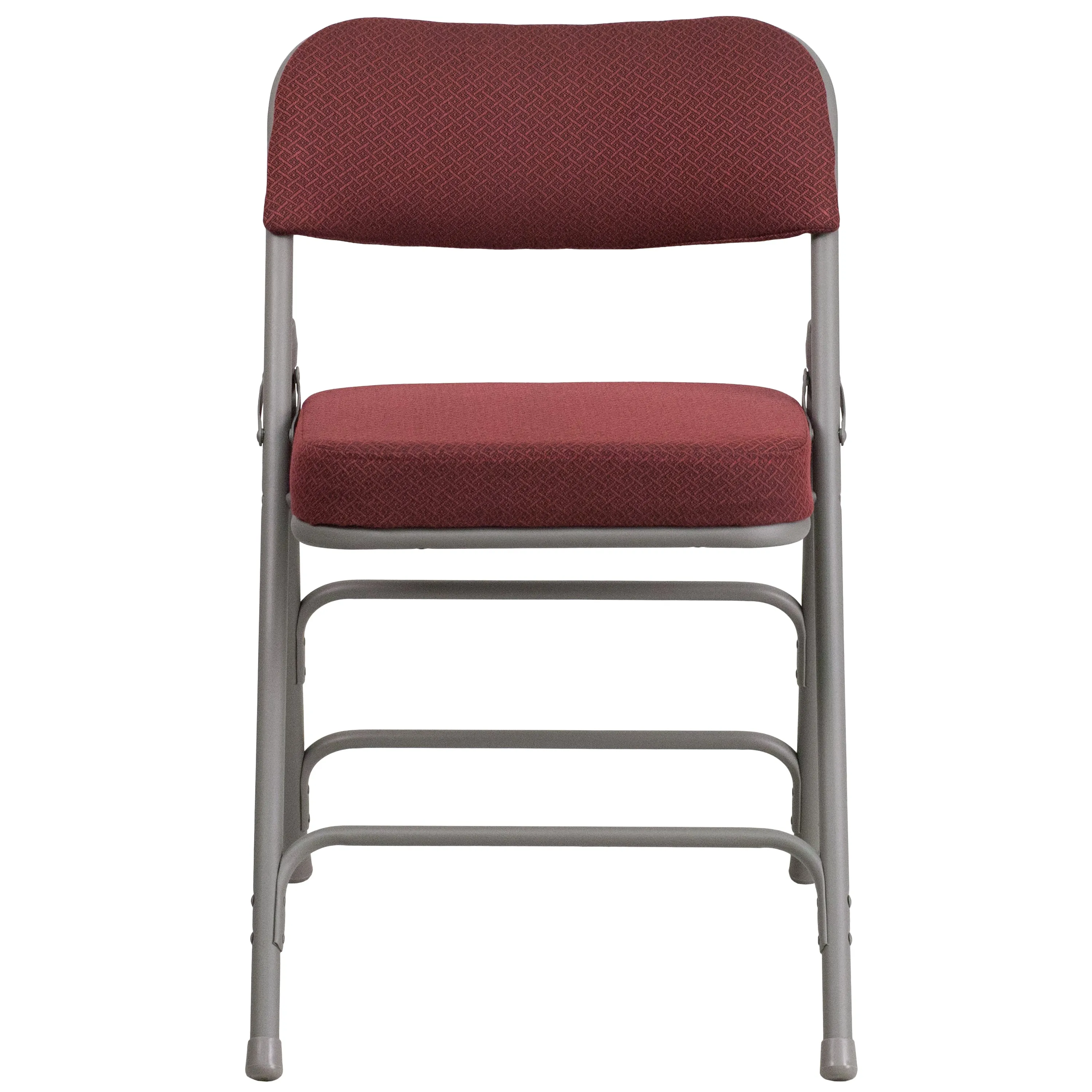 2 Pack HERCULES Series Premium Curved Triple Braced & Double Hinged Burgundy Fabric Metal Folding Chair