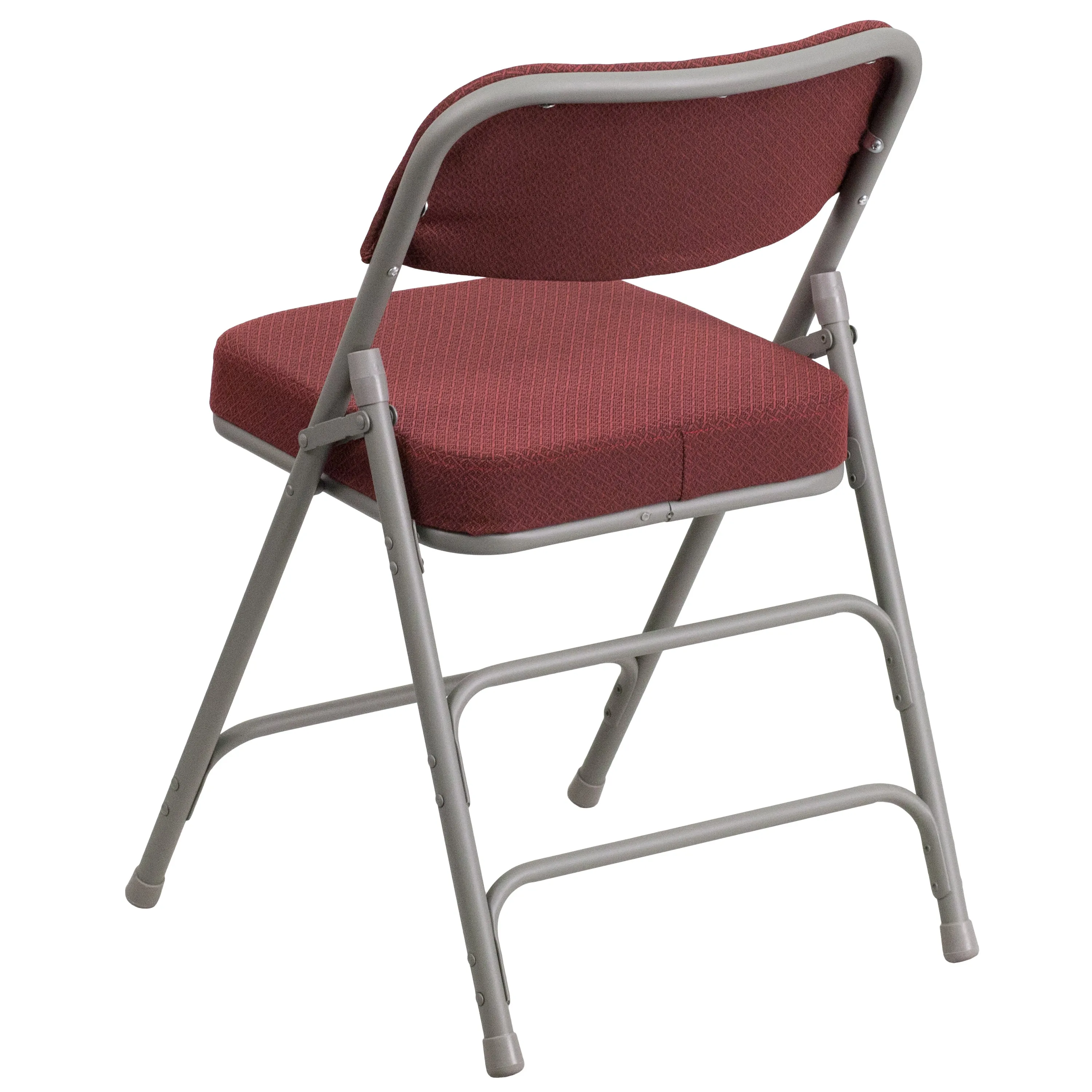 2 Pack HERCULES Series Premium Curved Triple Braced & Double Hinged Burgundy Fabric Metal Folding Chair