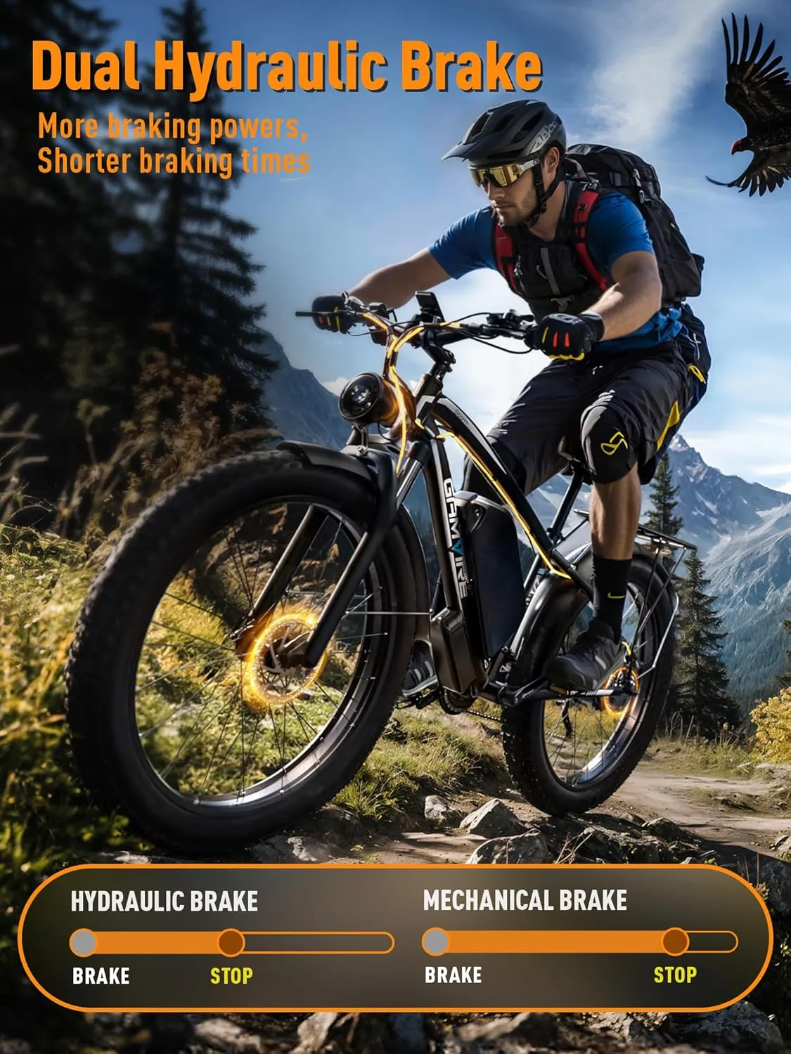 24"/26" Ebike for Adults Electric, Peak 2500W E-Bike, 52V 19.2Ah, Max 40MPH&70Miles, Hydraulic Disc Brake, Off Road Snow Mountain Pedal Assist E-Bikes, Fat Tire Fast E-Bicycle, UL Certified