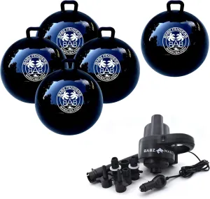 BABZ Inflatable Boat Fender Bumpers for Docking, Tie Up Raft, Marine, Wakesurf, Pontoon, Fishing, Yachts, and More (Bundle (Classic 24" Pack of 5)   (Mako 12v Electric Pump), Black w/White Logo)