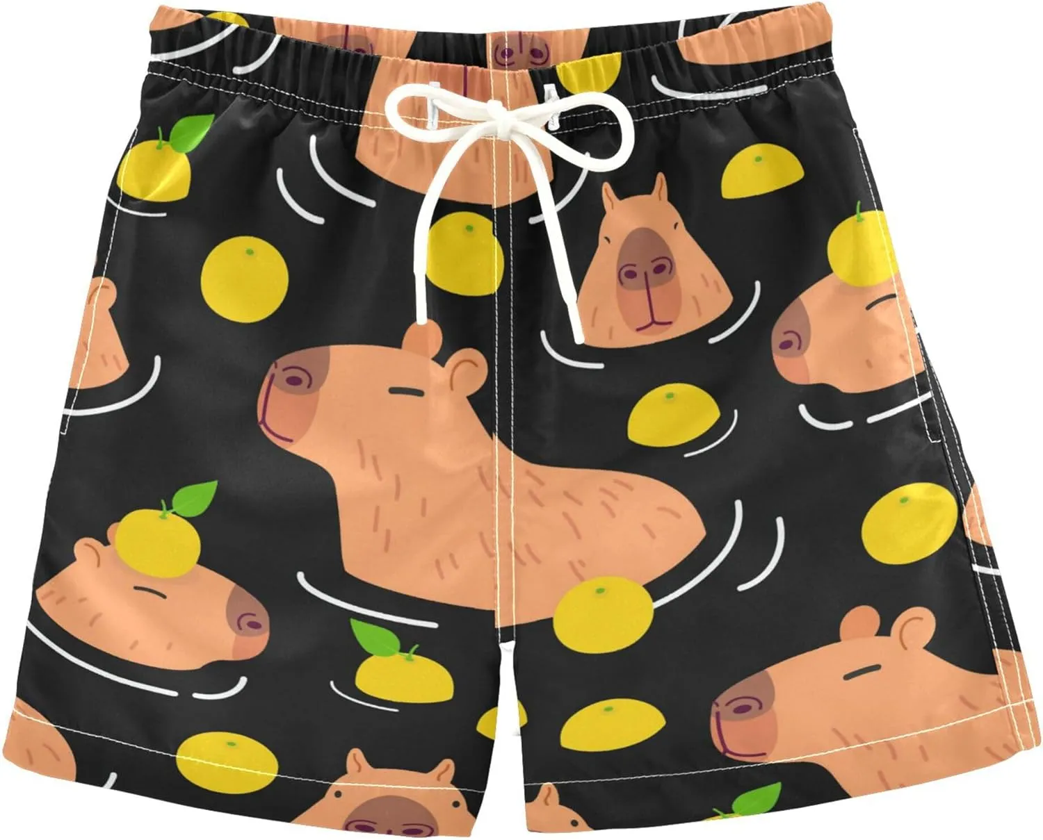 Boys Swim Trunks Capybara Surfing Swimwear Quick Dry Bathing Suit Colorful Beach Board Shorts