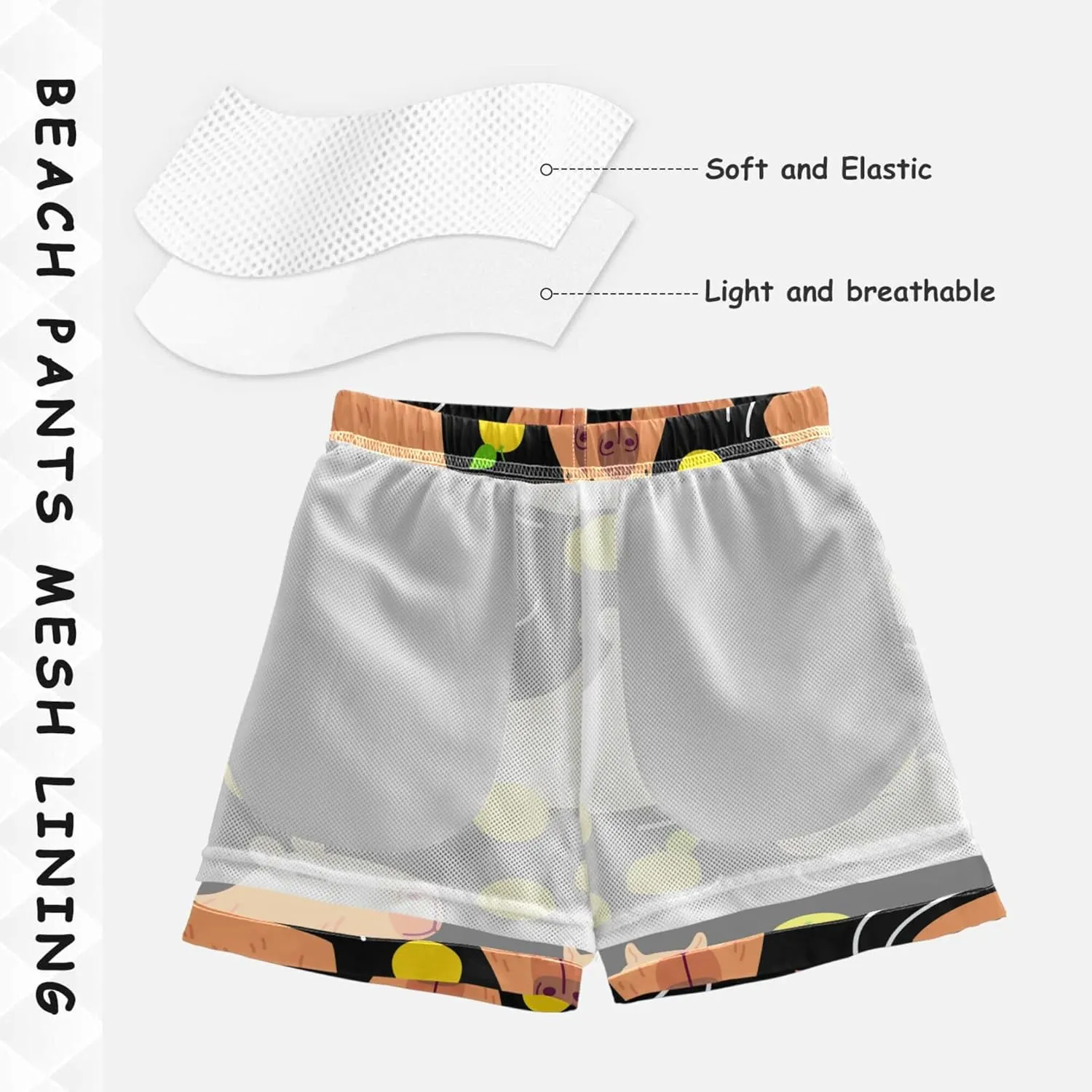 Boys Swim Trunks Capybara Surfing Swimwear Quick Dry Bathing Suit Colorful Beach Board Shorts