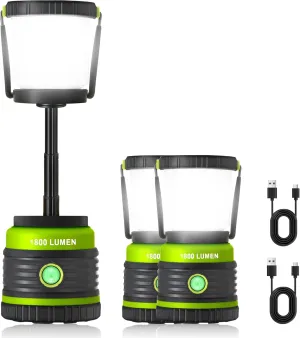 Camping Lantern Rechargeable Telescopic Camping Light,1800LM, 4400mAh IPX5 Waterproof Tent Lights, 4 Light Modes, Portable Flashlight for Power Outages, Emergency, Hurricane, Hiking