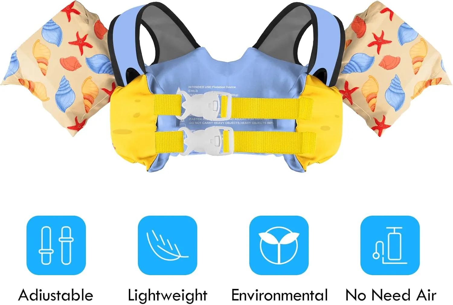 Chriffer Kids Swim Vest Life Jacket for 22-66 Pounds Boys and Girls, Toddler Floaties with Shoulder Harness Arm Wings for 2,3,4,5,6,7 Years Old Baby