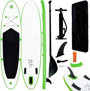 Enhance Your Water Adventures with Inflatable Stand Up Paddleboard Set, Easy Inflation, Durable and Puncture-Proof, Green and White
