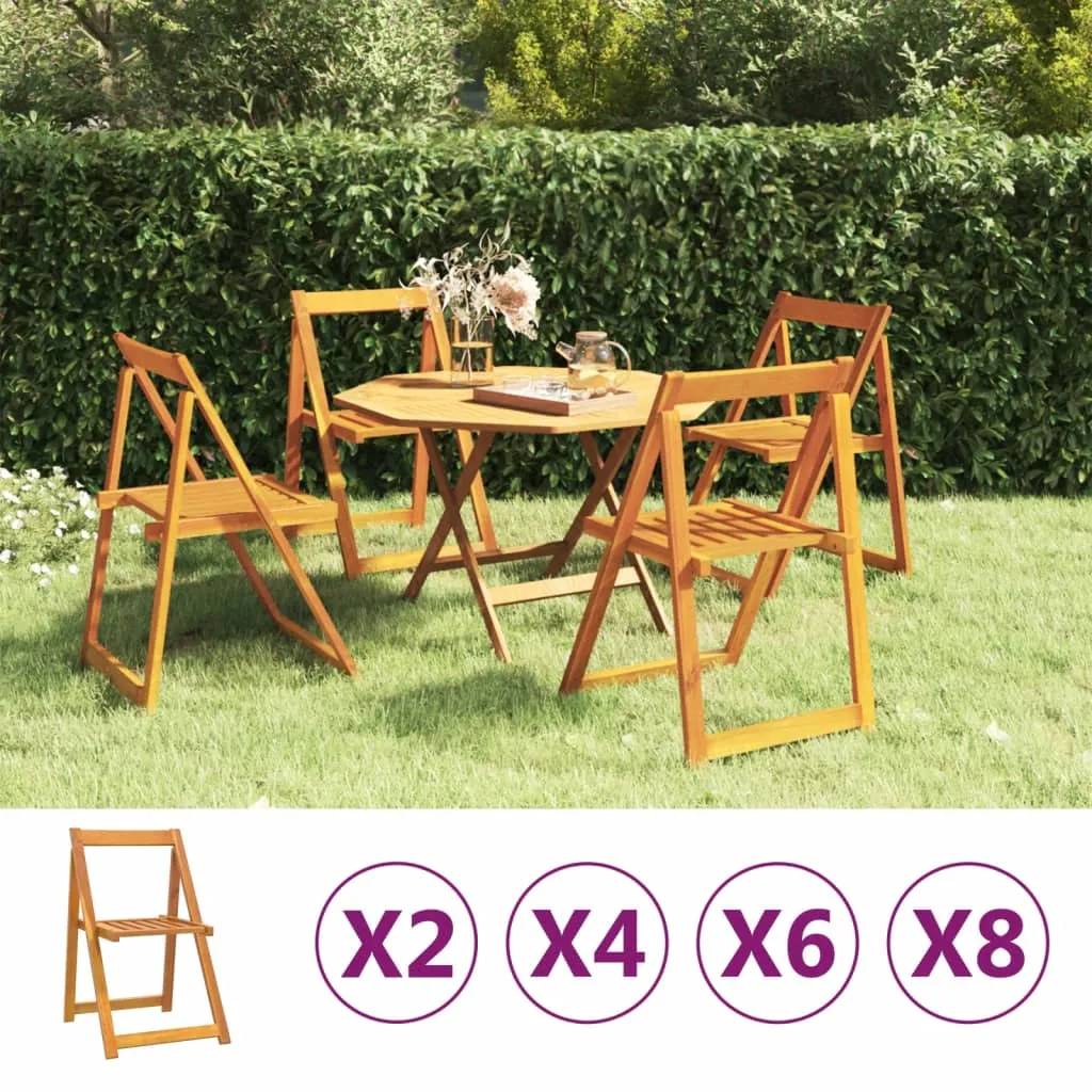 Folding Chair Patio Furniture Wooden Dining Chair Solid Wood Acacia
