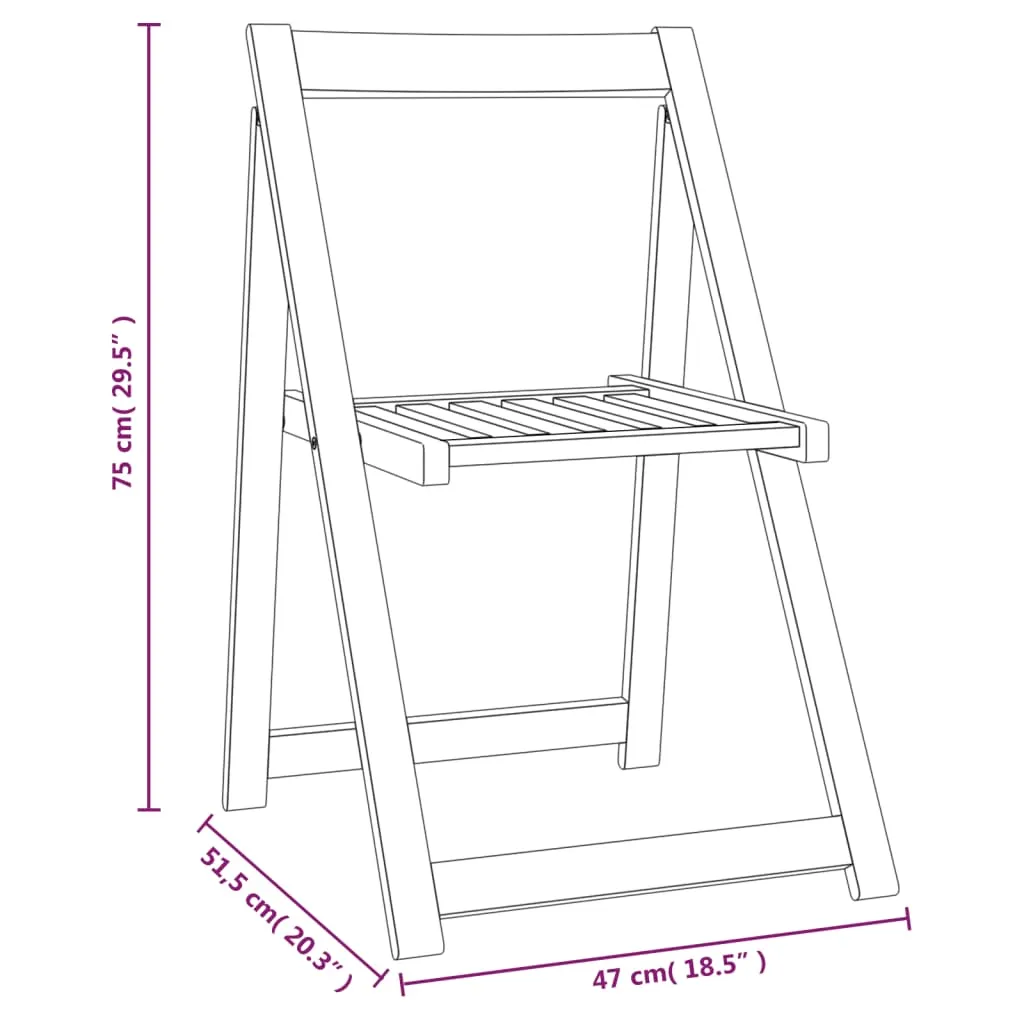 Folding Chair Patio Furniture Wooden Dining Chair Solid Wood Acacia