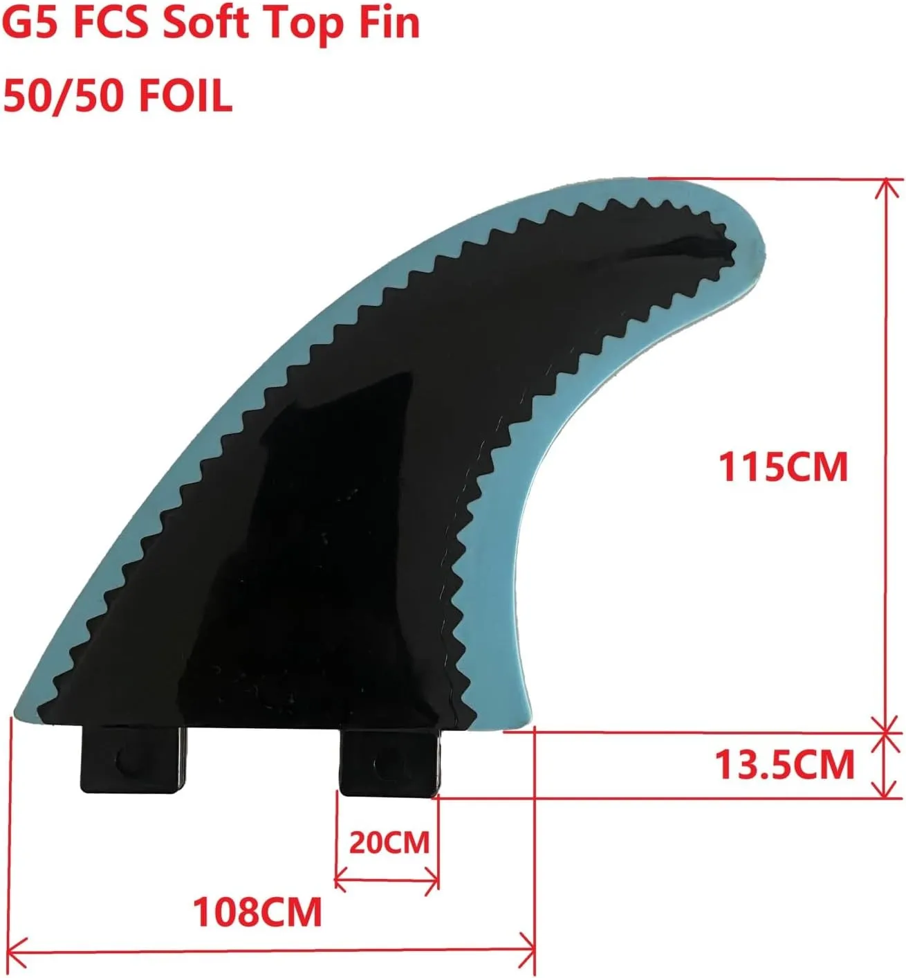 G5 Soft top Surfboard Fins 50/50 Foil SUP Accessory Surf Fin Paddle Board Fin(1 Piece Gray Fin)