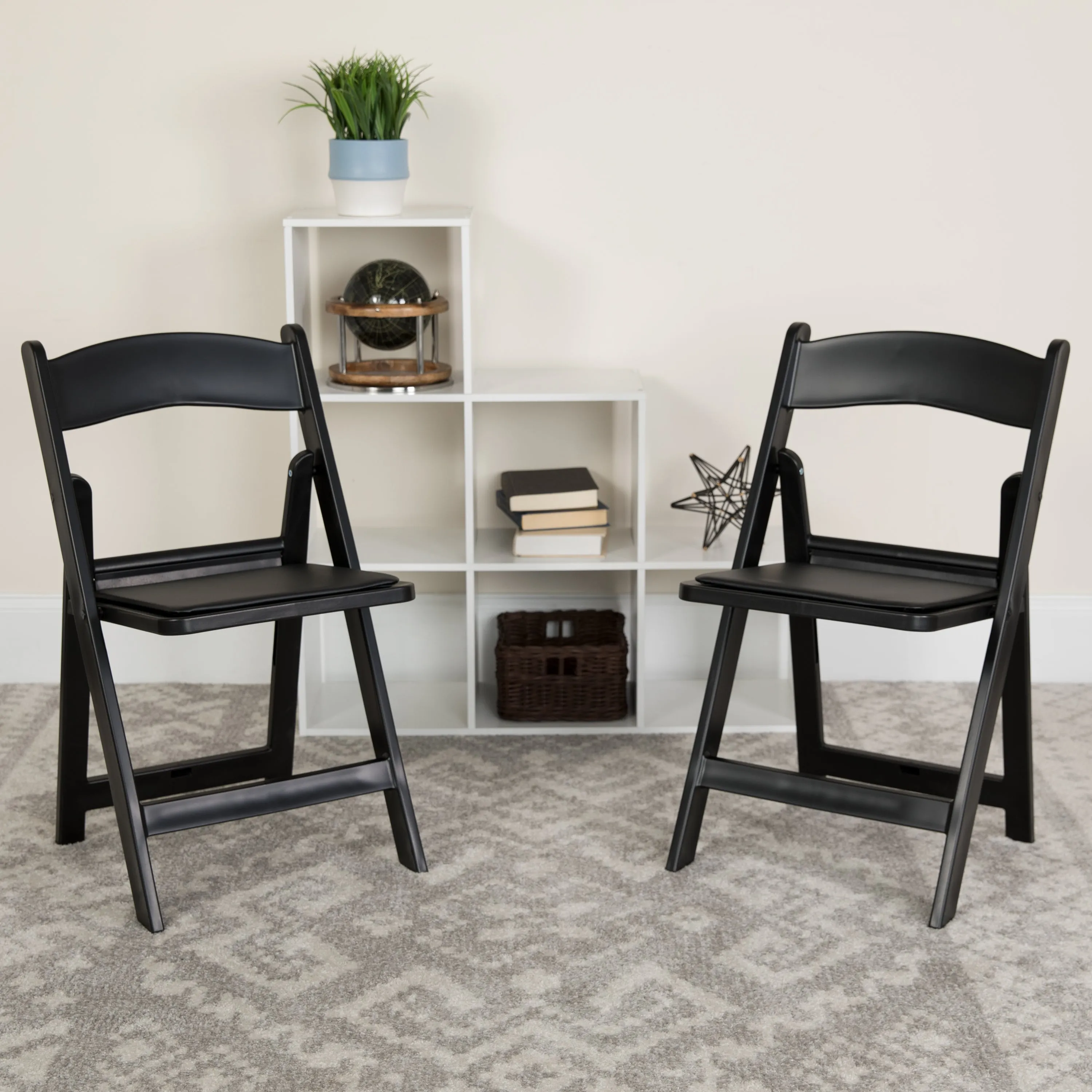 Hercules Folding Chair - Black Resin - 2 Pack 800LB Weight Capacity Comfortable Event Chair - Light Weight Folding Chair