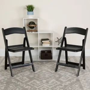 Hercules Folding Chair - Black Resin - 2 Pack 800LB Weight Capacity Comfortable Event Chair - Light Weight Folding Chair