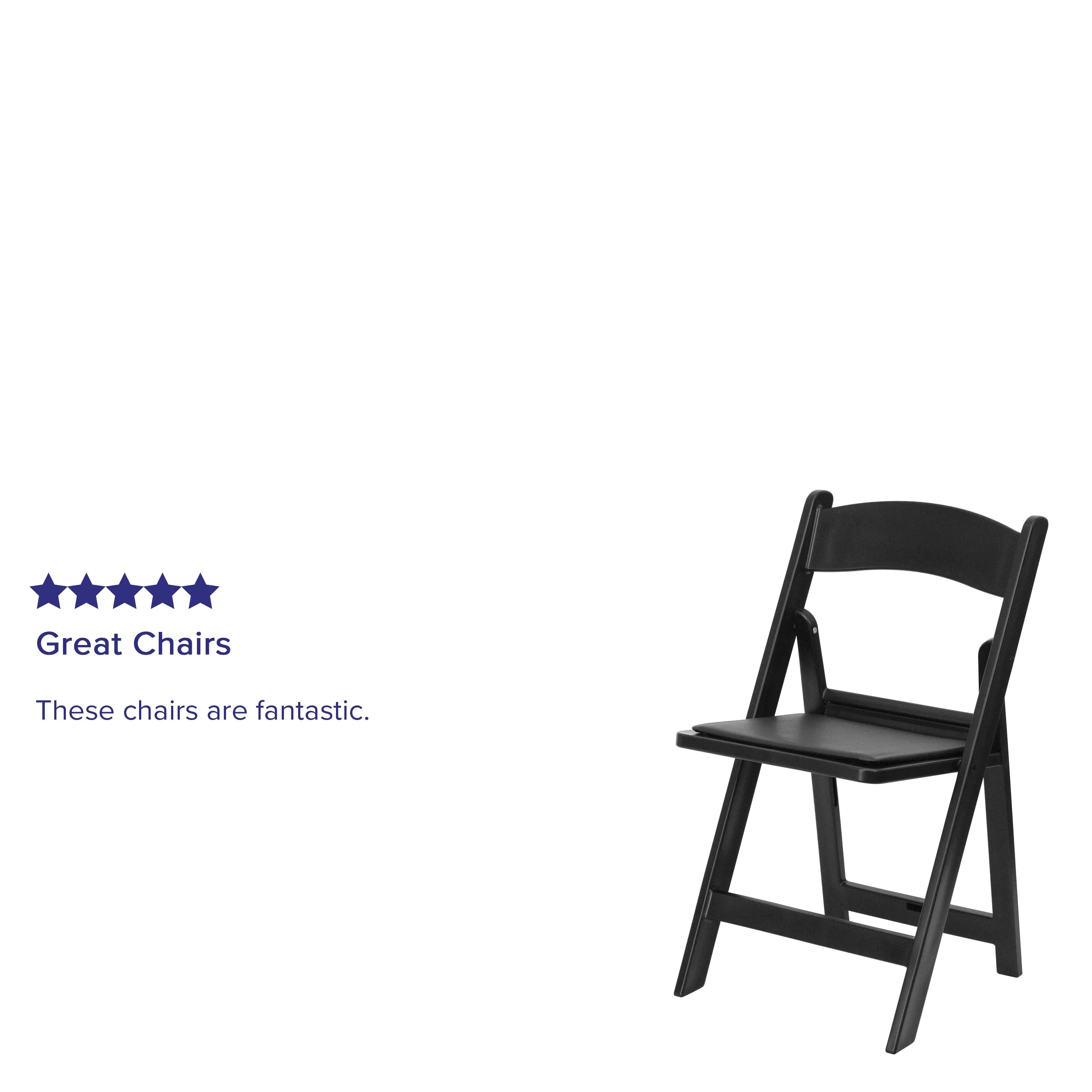Hercules Folding Chair - Black Resin - 2 Pack 800LB Weight Capacity Comfortable Event Chair - Light Weight Folding Chair