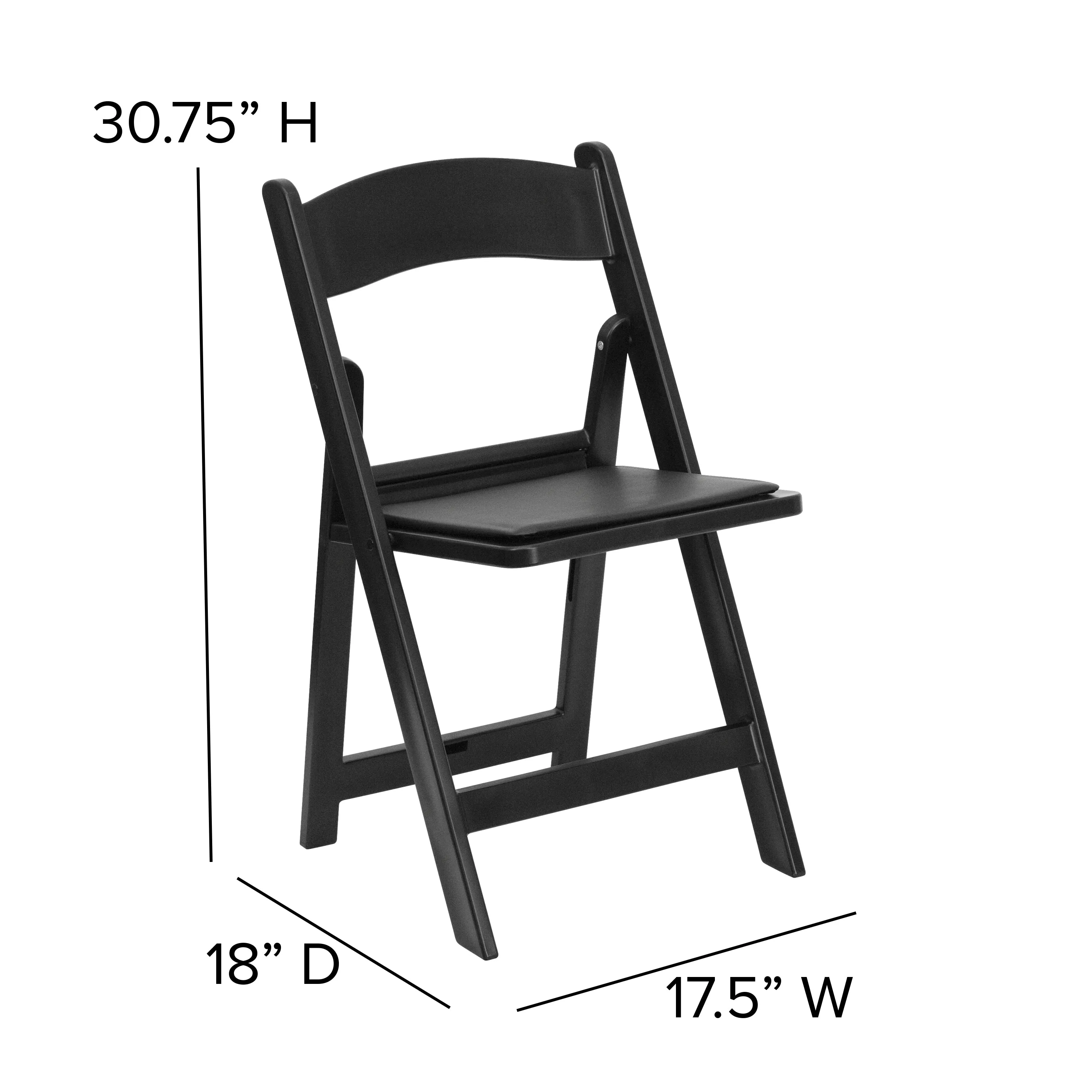 Hercules Folding Chair - Black Resin - 2 Pack 800LB Weight Capacity Comfortable Event Chair - Light Weight Folding Chair