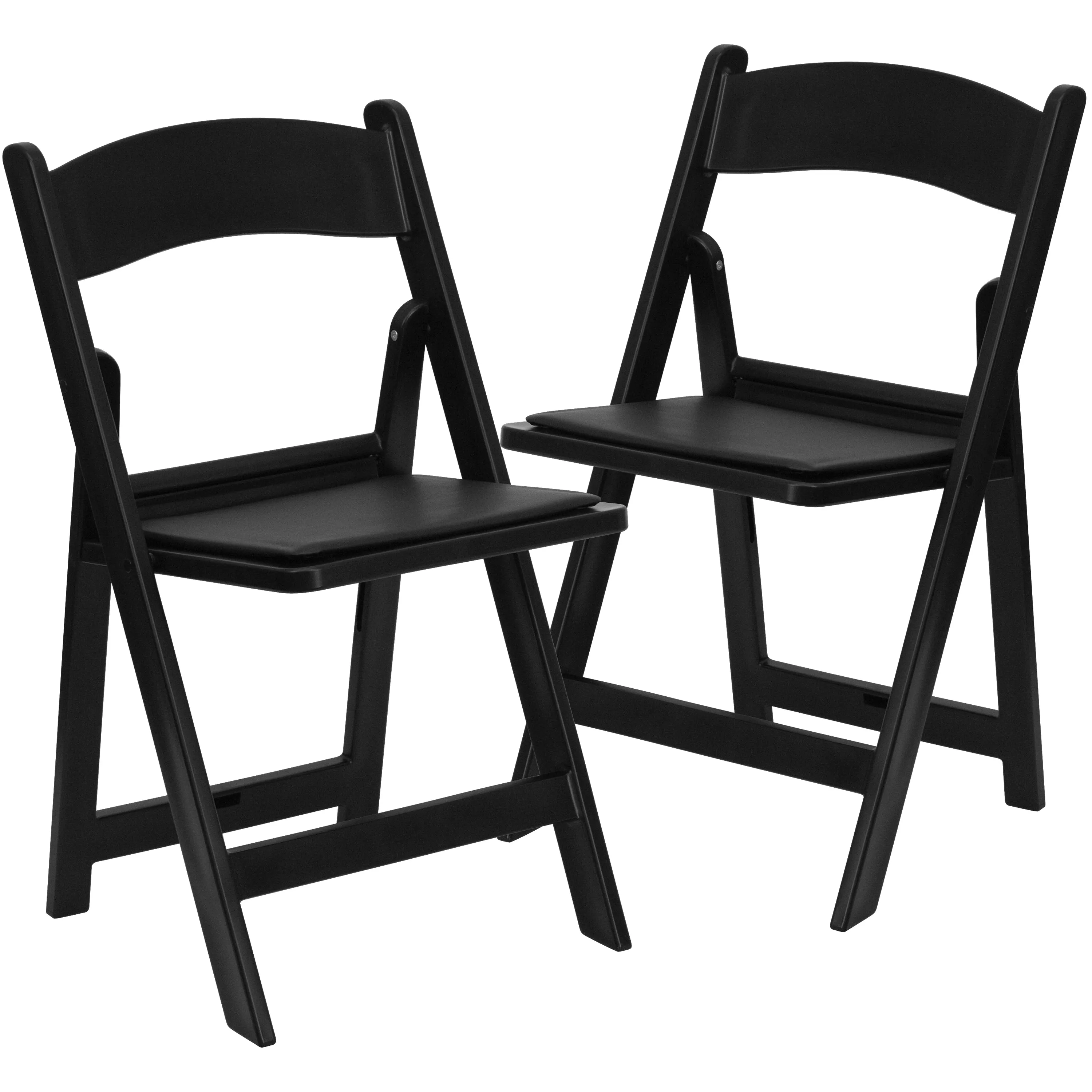 Hercules Folding Chair - Black Resin - 2 Pack 800LB Weight Capacity Comfortable Event Chair - Light Weight Folding Chair