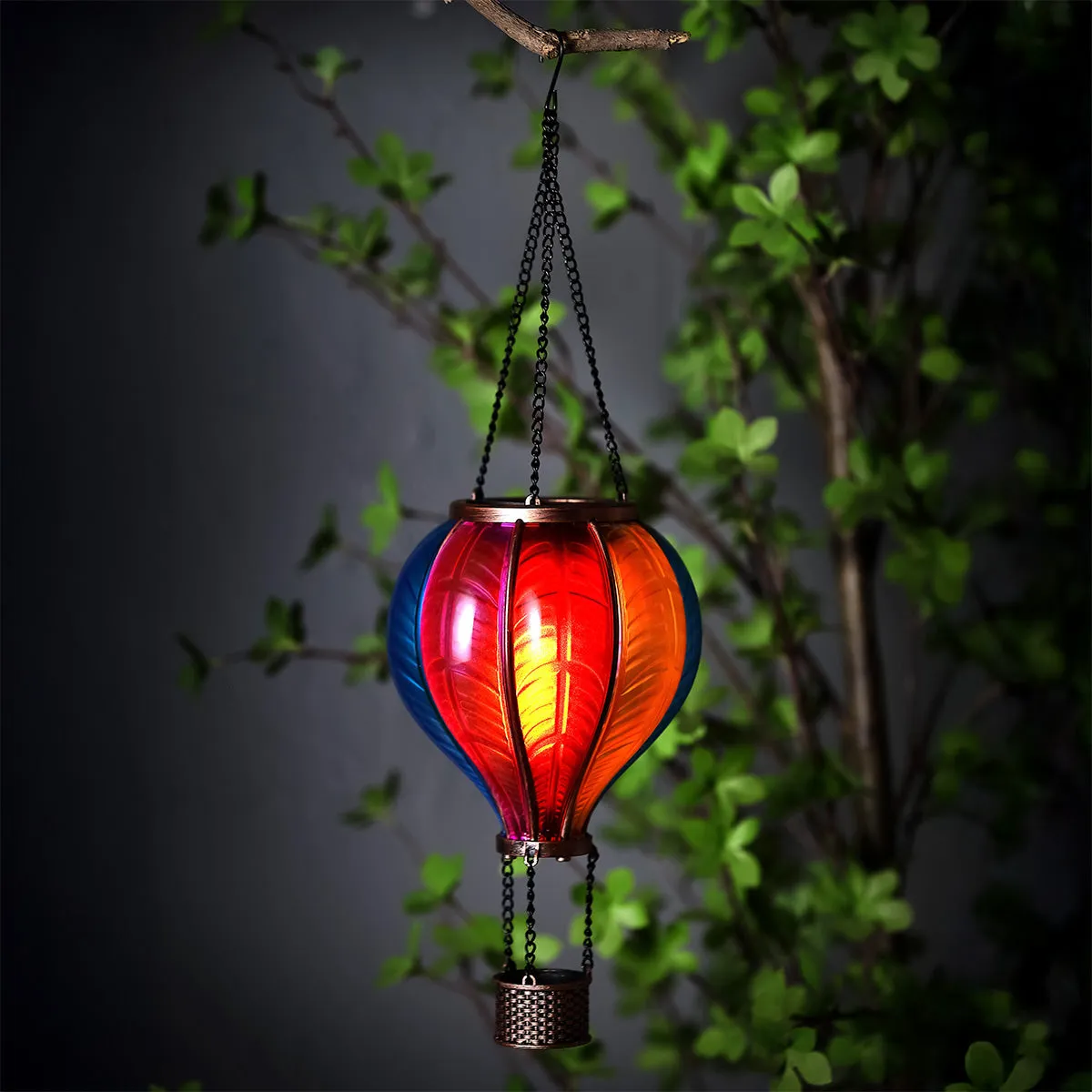 Hot Air Balloon Solar Garden Lantern Decoration 20 Multicolour LED - 46.5cm by Bright Garden