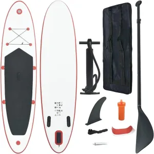 Inflatable Stand Up Paddle Board Set with Oar and Pump, Puncture-Proof Design, Portable Carrying Bag, Red and White