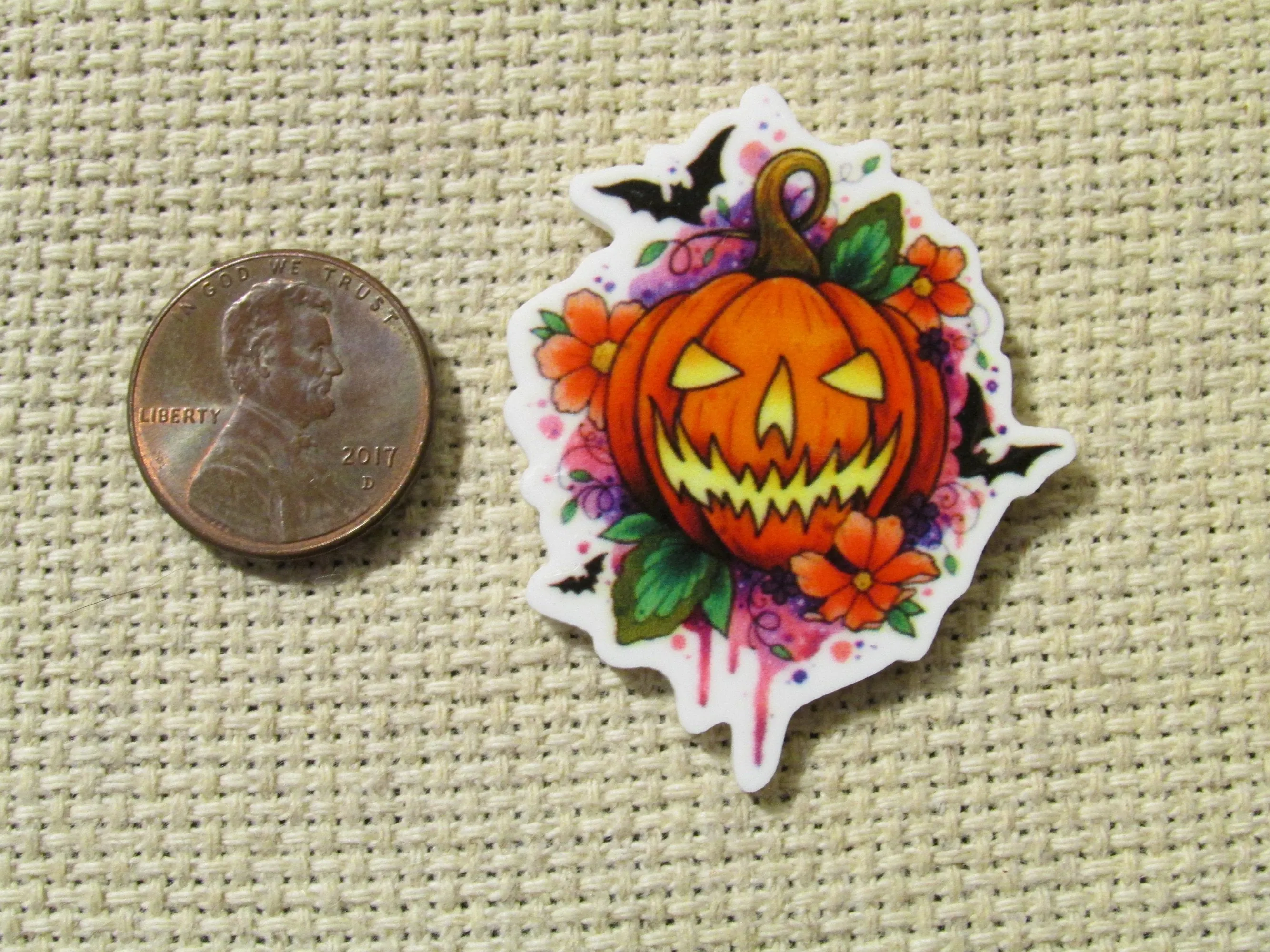 Jack O Lantern, Bats and Flowers Needle Minder, Cover Minder, Magnet