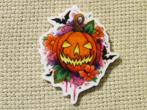Jack O Lantern, Bats and Flowers Needle Minder, Cover Minder, Magnet