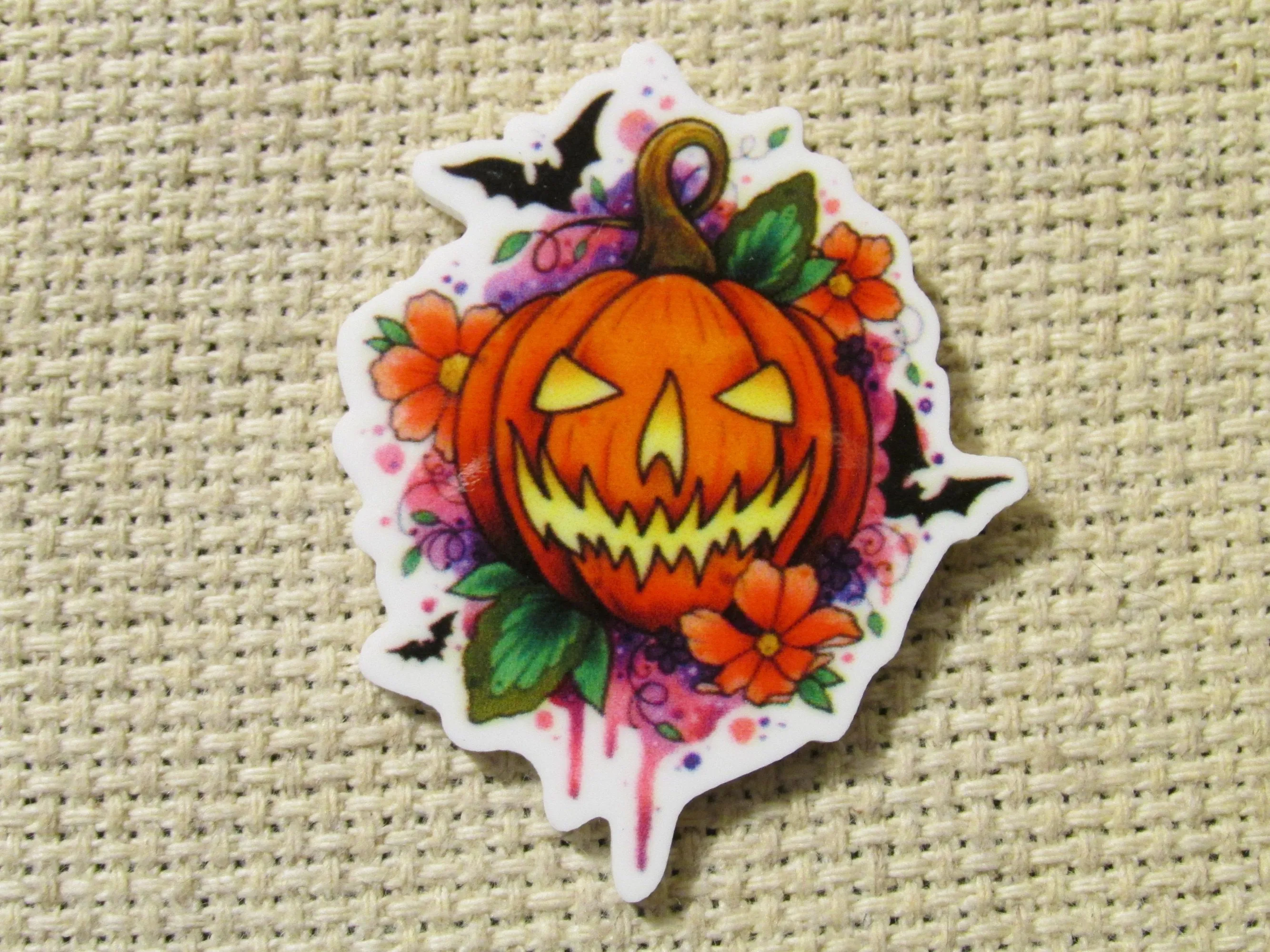 Jack O Lantern, Bats and Flowers Needle Minder, Cover Minder, Magnet
