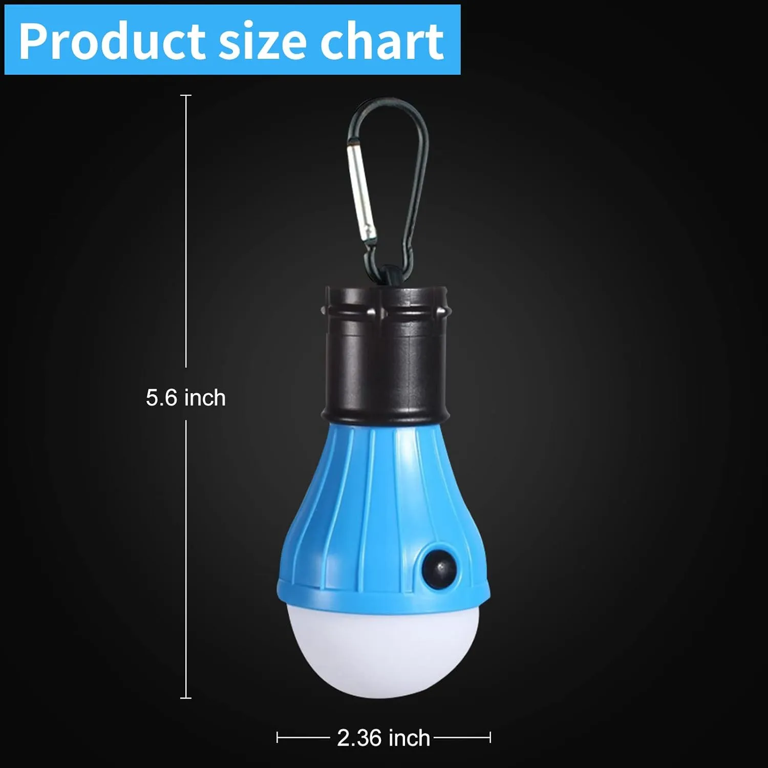 LED Camping Tent Lantern, Portable Outdoor Waterproof Emergency Light Bulb, Battery Powered with Clip Hook, Super Bright, for Hiking, PartyCamping, Fishing, Power Failure (=4 Packs, Multi-Color)