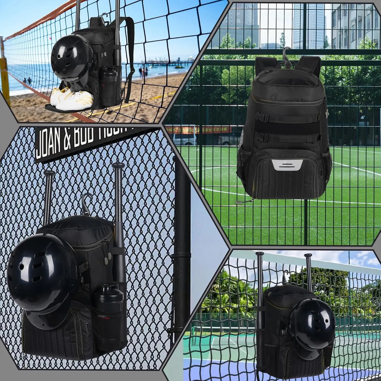 Lightweight Baseball Bat Backpack with Shoe Compartment, Softball Gift for Women with Fence Hook & Batting Glove, Helmet | Multiple Colors