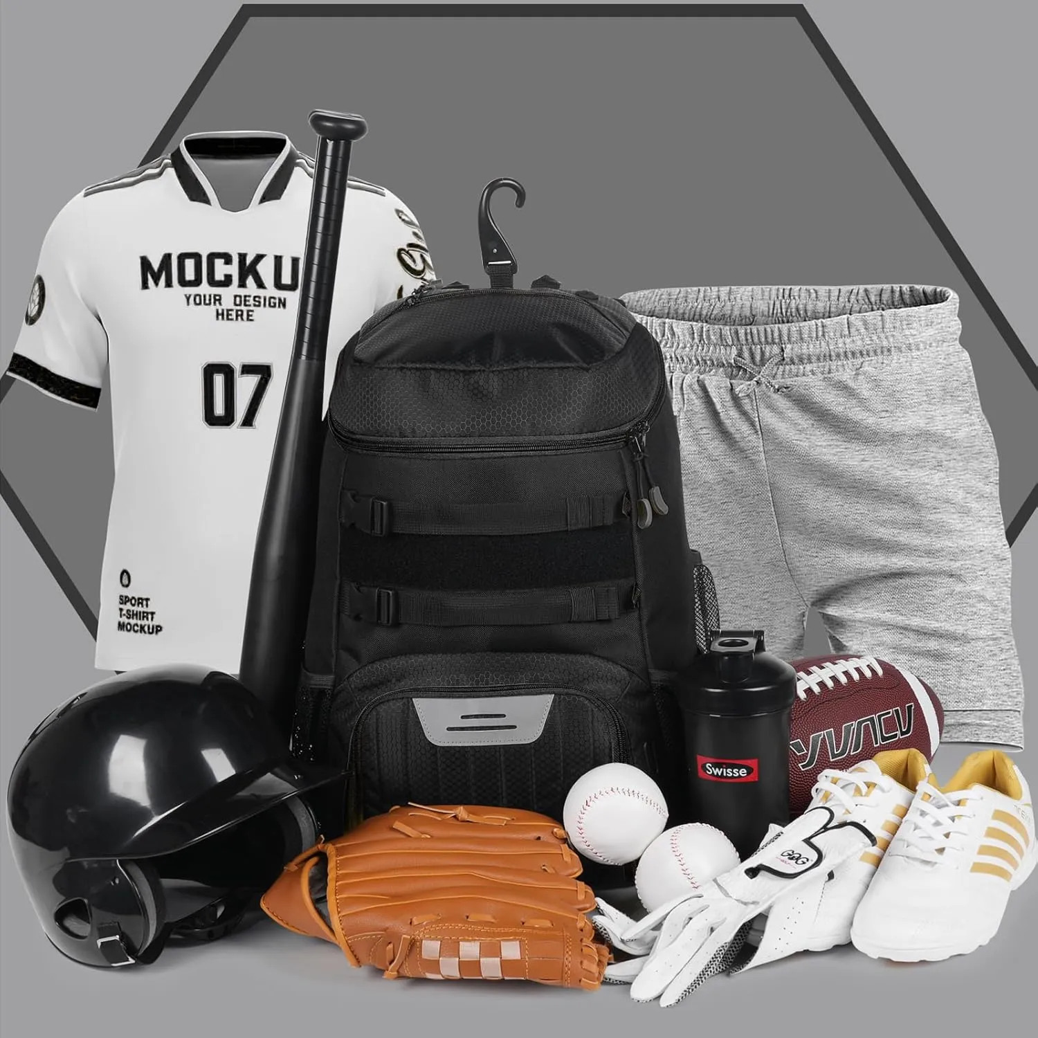 Lightweight Baseball Bat Backpack with Shoe Compartment, Softball Gift for Women with Fence Hook & Batting Glove, Helmet | Multiple Colors