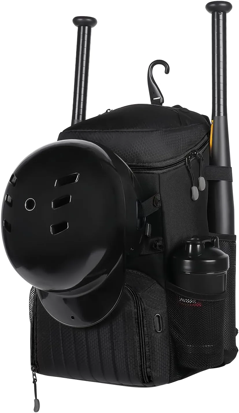 Lightweight Baseball Bat Backpack with Shoe Compartment, Softball Gift for Women with Fence Hook & Batting Glove, Helmet | Multiple Colors