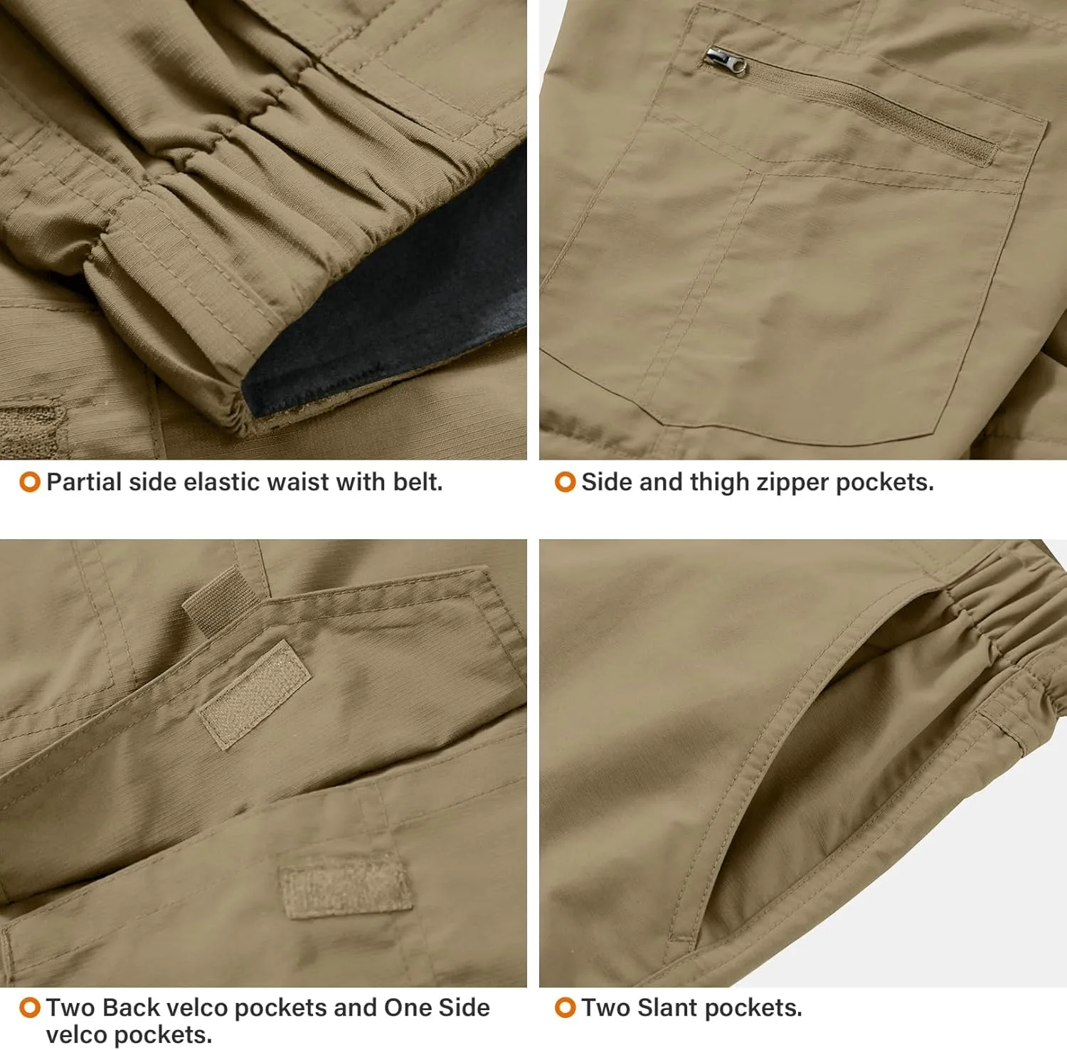 Mens Hiking Pants Quick Dry UPF 50 Travel Fishing Safari Cargo Pants Boy Scout Pants