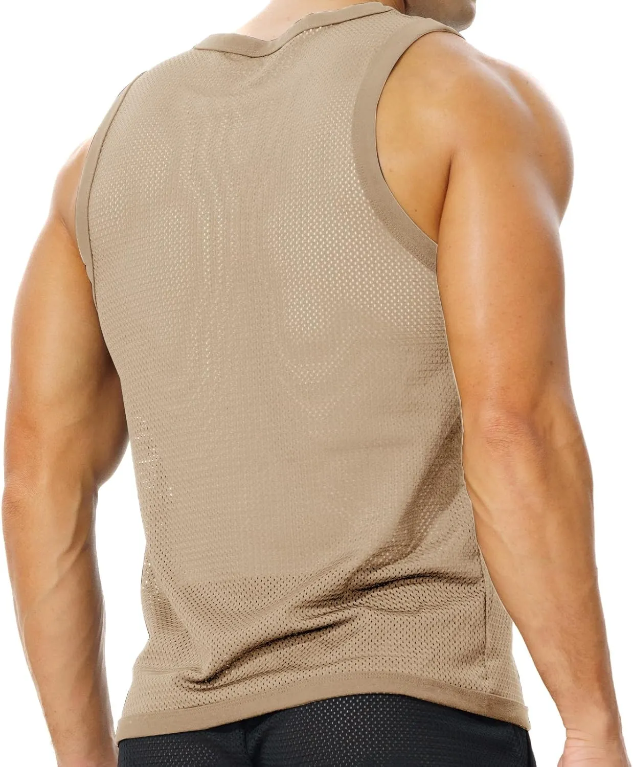 Men's Mesh Workout Tank Top Fitted Sleeveless Shirt for Casual Gym Muscle Training