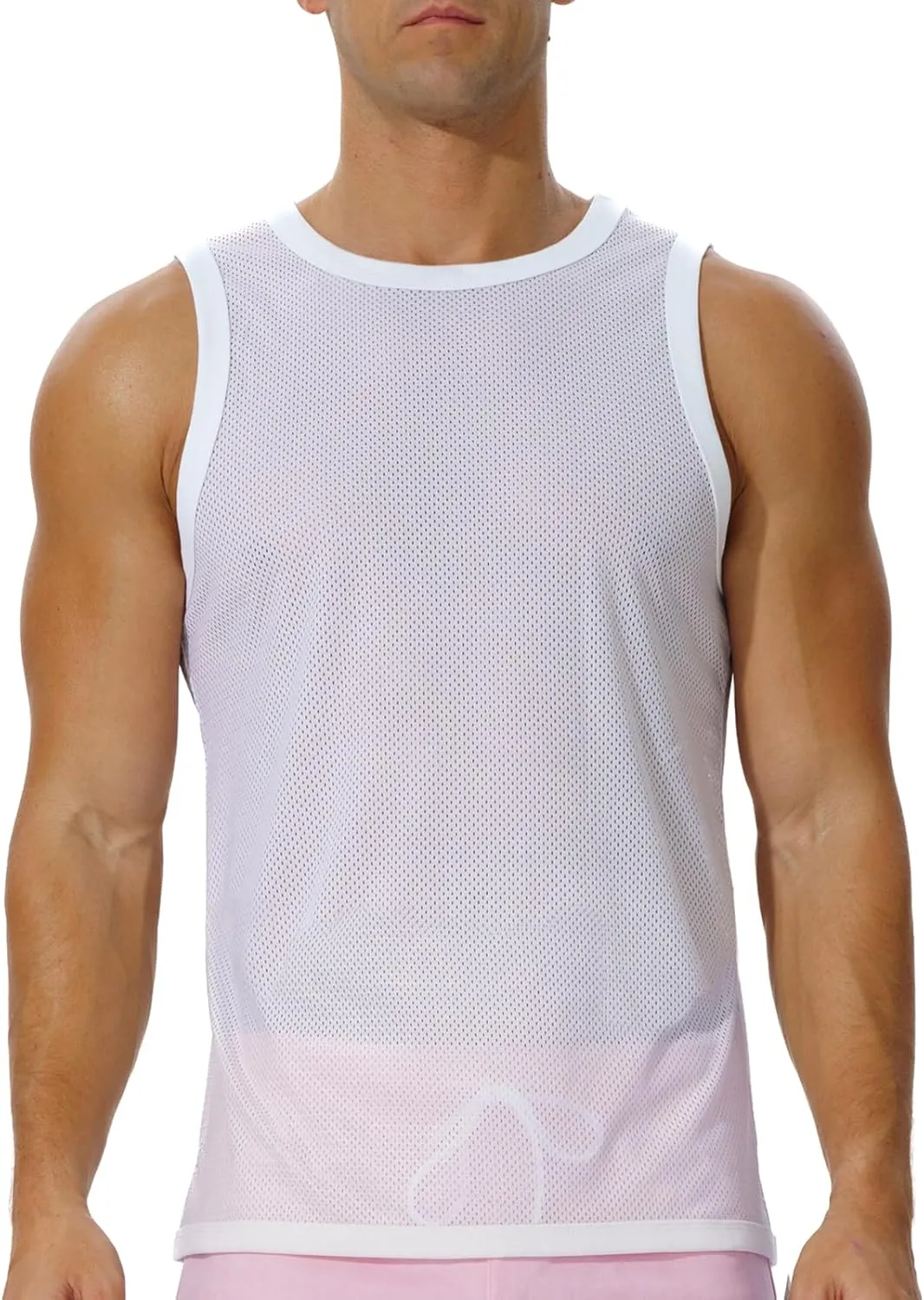 Men's Mesh Workout Tank Top Fitted Sleeveless Shirt for Casual Gym Muscle Training
