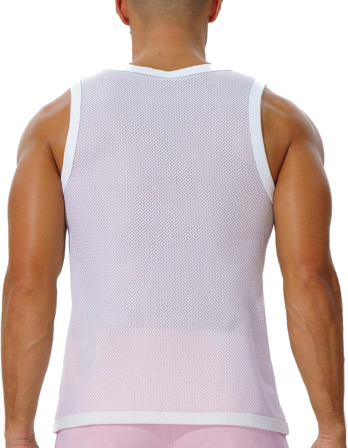 Men's Mesh Workout Tank Top Fitted Sleeveless Shirt for Casual Gym Muscle Training