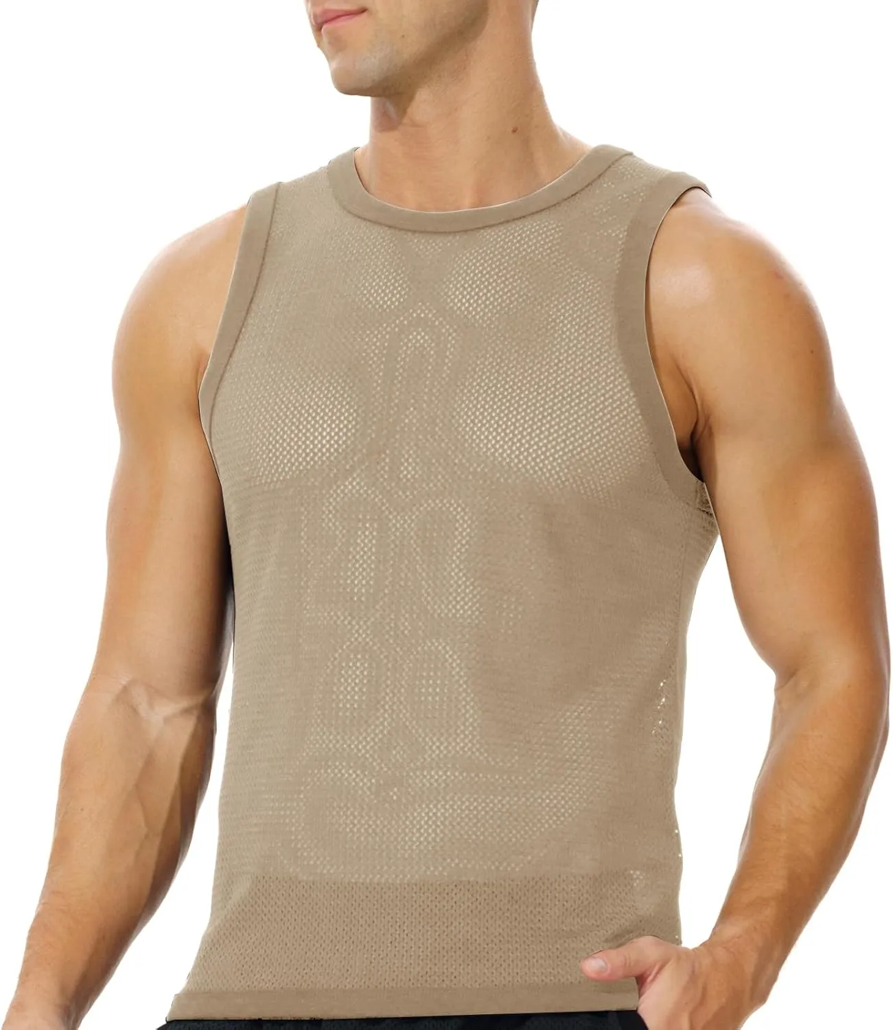 Men's Mesh Workout Tank Top Fitted Sleeveless Shirt for Casual Gym Muscle Training