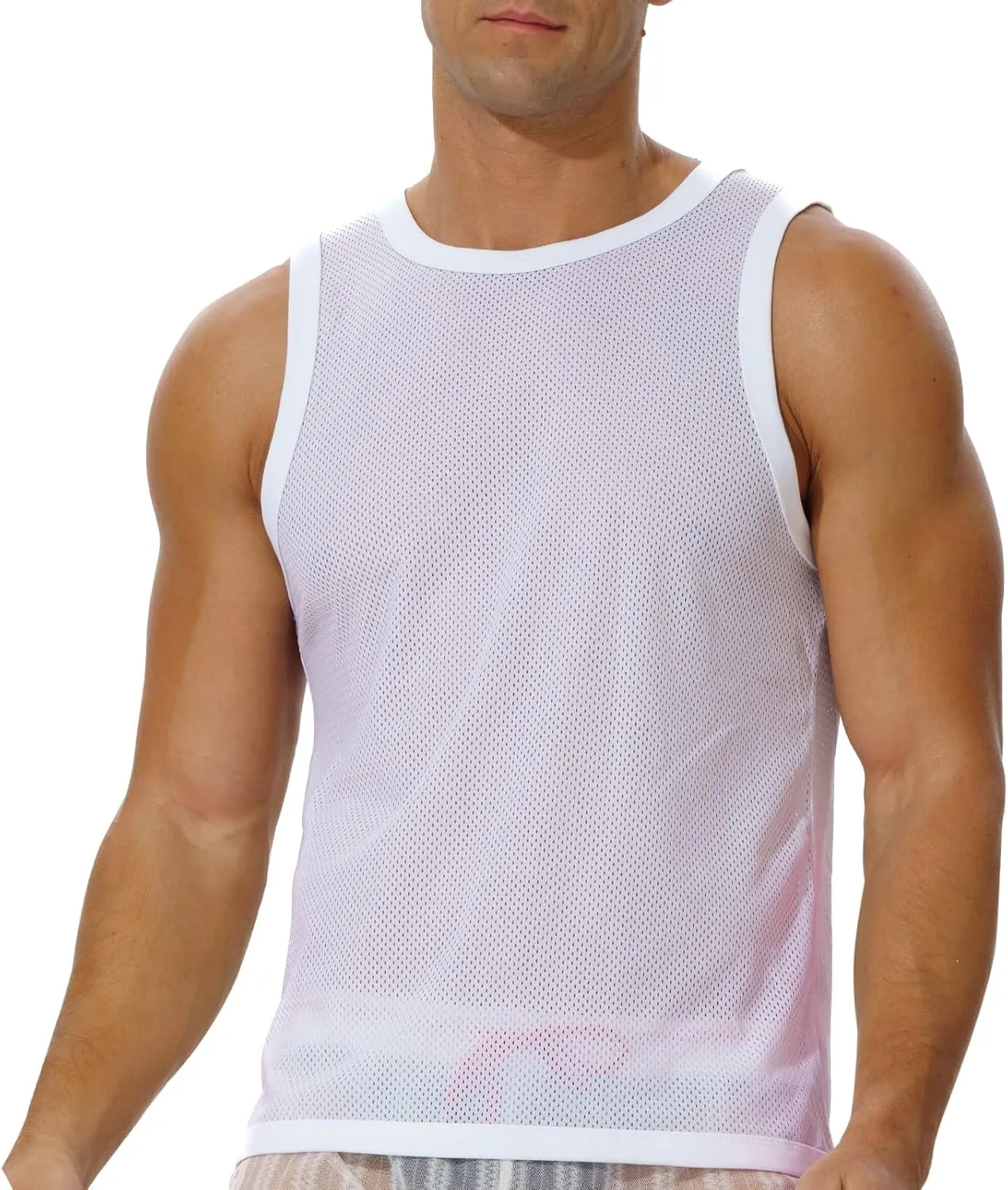 Men's Mesh Workout Tank Top Fitted Sleeveless Shirt for Casual Gym Muscle Training
