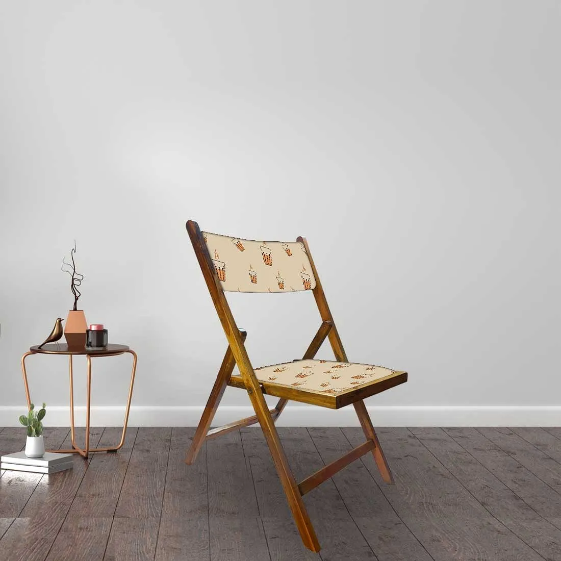 Nutcase Wooden Chair with Cushion For Living Room - Hot Tea