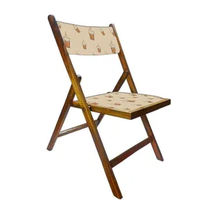 Nutcase Wooden Chair with Cushion For Living Room - Hot Tea