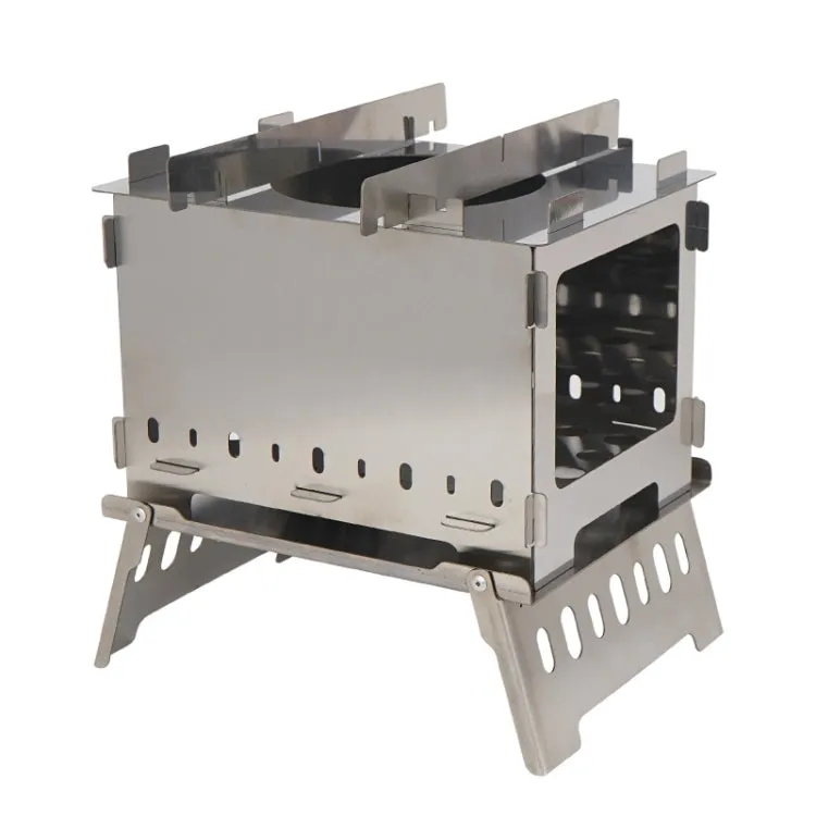 Outdoor Folding Card Stove Barbecue Rack Camping Windproof Burning Fire Station