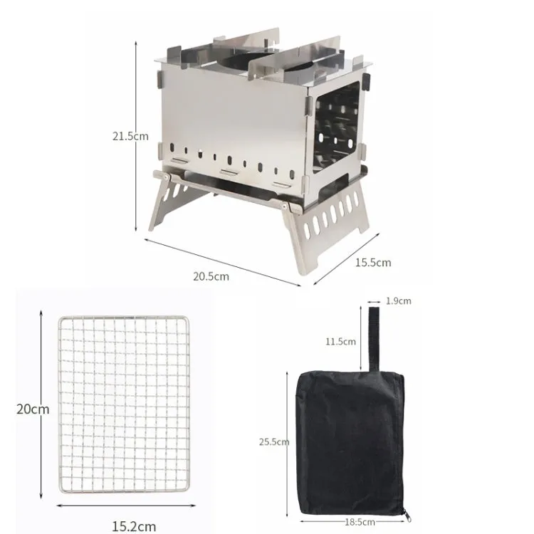 Outdoor Folding Card Stove Barbecue Rack Camping Windproof Burning Fire Station