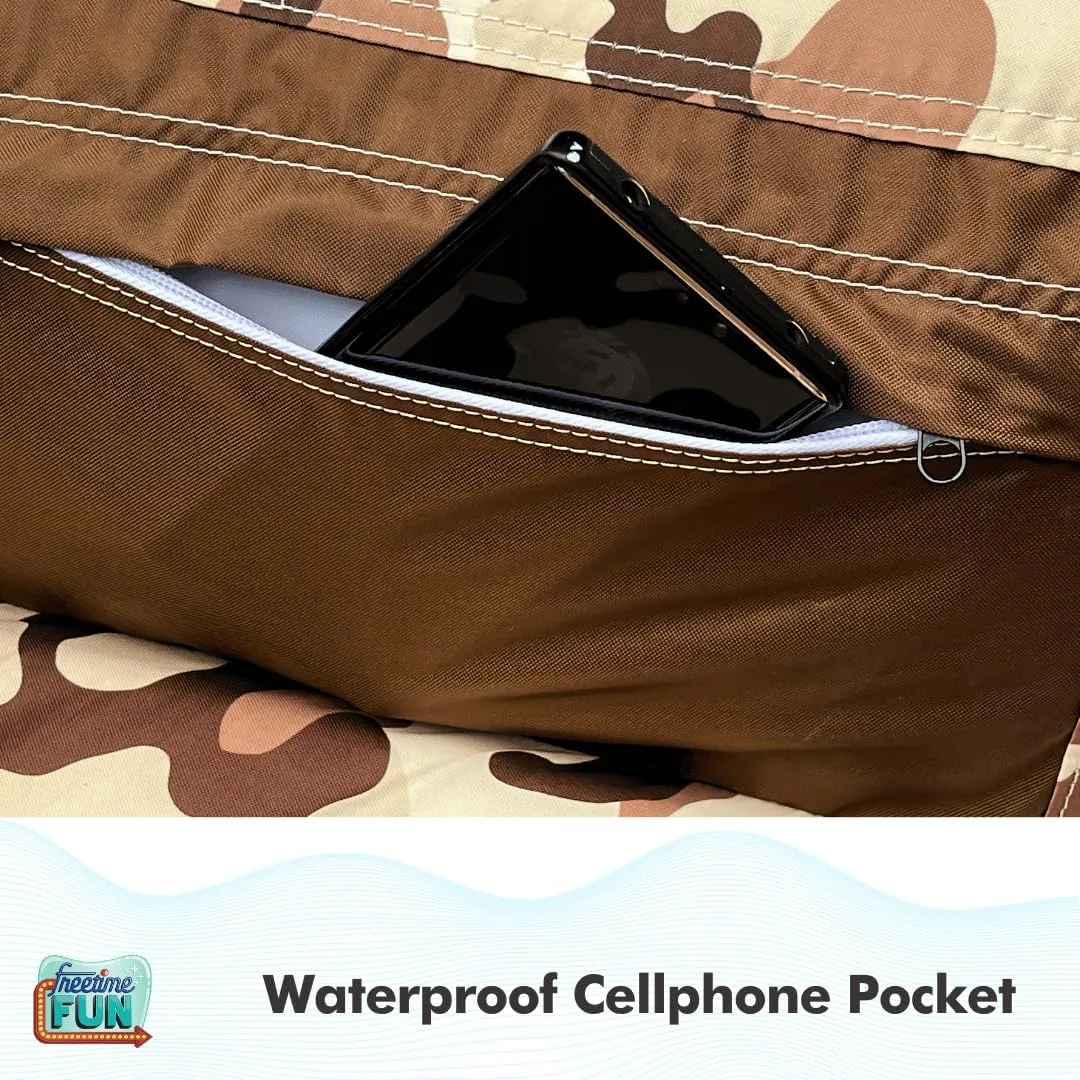 Pool Lounger Inflatable Pool Floats - Pool, Lake, River Floating Lounge Chair Heavy Duty Fabric Pool Raft 2in1 Convertible Chair - Leopard, Camo, Tie-Dye Colors