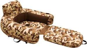 Pool Lounger Inflatable Pool Floats - Pool, Lake, River Floating Lounge Chair Heavy Duty Fabric Pool Raft 2in1 Convertible Chair - Leopard, Camo, Tie-Dye Colors