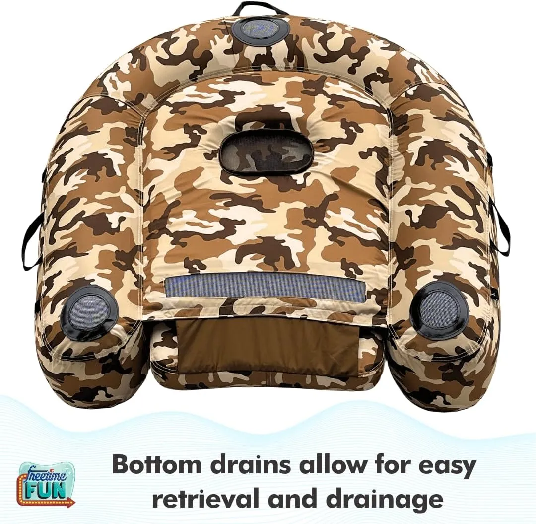Pool Lounger Inflatable Pool Floats - Pool, Lake, River Floating Lounge Chair Heavy Duty Fabric Pool Raft 2in1 Convertible Chair - Leopard, Camo, Tie-Dye Colors