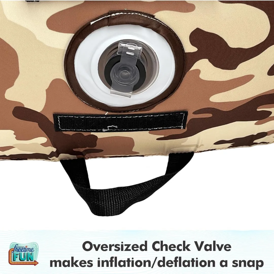 Pool Lounger Inflatable Pool Floats - Pool, Lake, River Floating Lounge Chair Heavy Duty Fabric Pool Raft 2in1 Convertible Chair - Leopard, Camo, Tie-Dye Colors